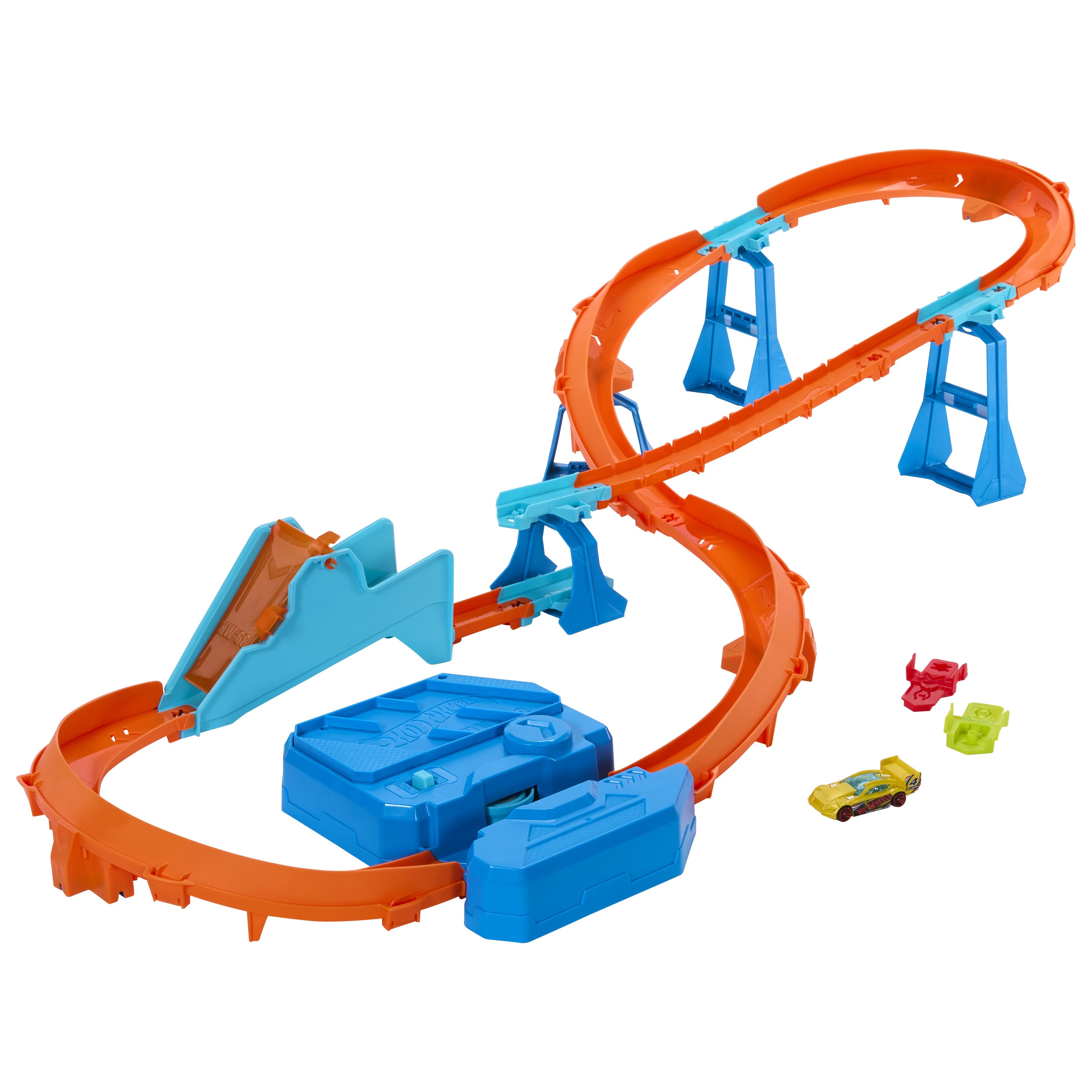 Conjunto De Velocidad De Salto Para El Creador De La Pista De Ruedas Hot Wheels Con Automóvil De Juguete Y Acelerador Motorizado Jdb49