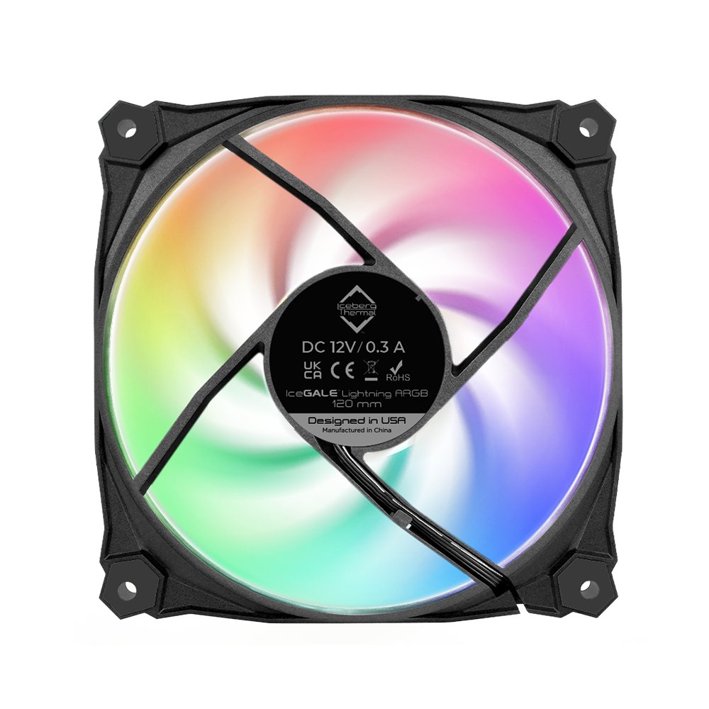 Iceberg Thermal Icegale Lightning Argb Ventilador 12 Cm Negro 3 Pieza(S)