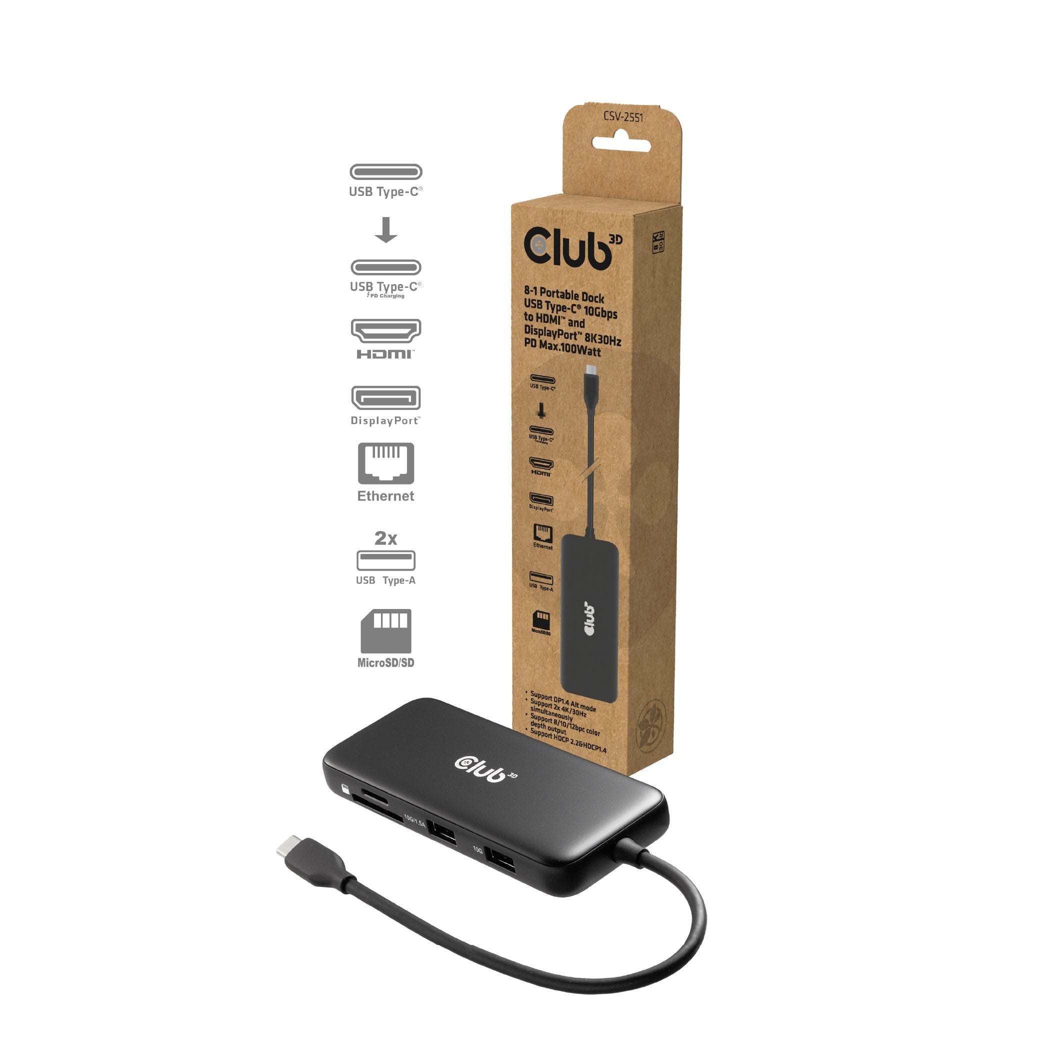 EAN 8719214473488 - CLUB3D CSV-2551 hub de interfaz USB Tipo C imagen 2