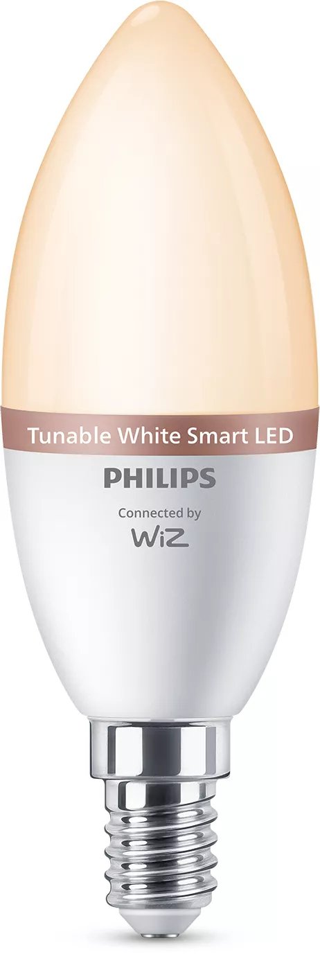 Bombilla Inteligente Wifi Wiz Philips C37 E14 4.9w 470lm Blanco Sintonizable, Pack De 3