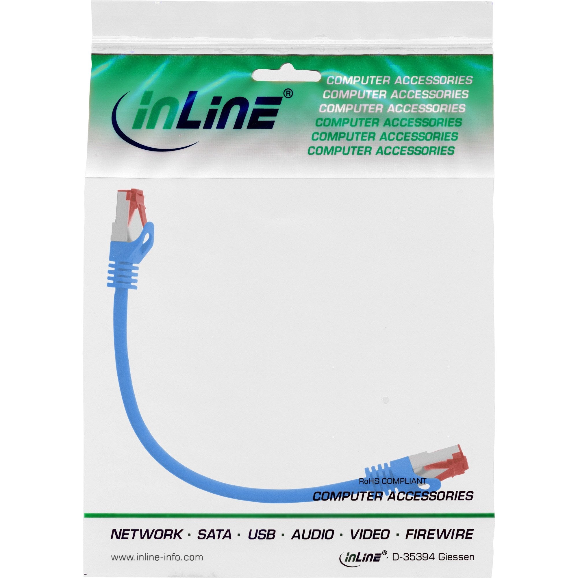 Cable De Red Inline S/Ftp Pimf Cat.6 250mhz Cobre Libre De Halógenos Azul 0.3m