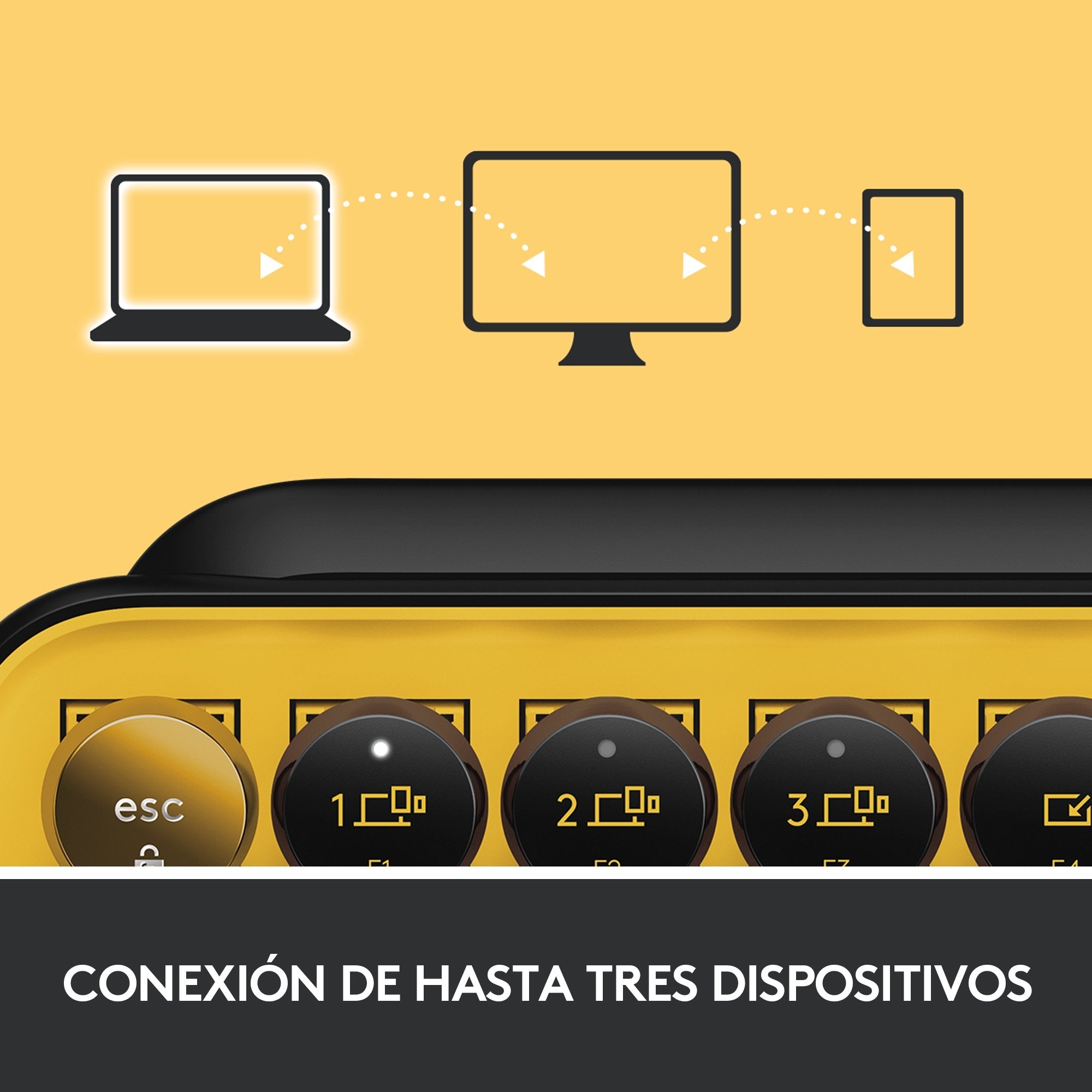 Teclado Español Logitech Pop Keys Wireless Emoji Keys Rf Wireless + Bluetooth Qwerty Negro, Gris, Amarillo