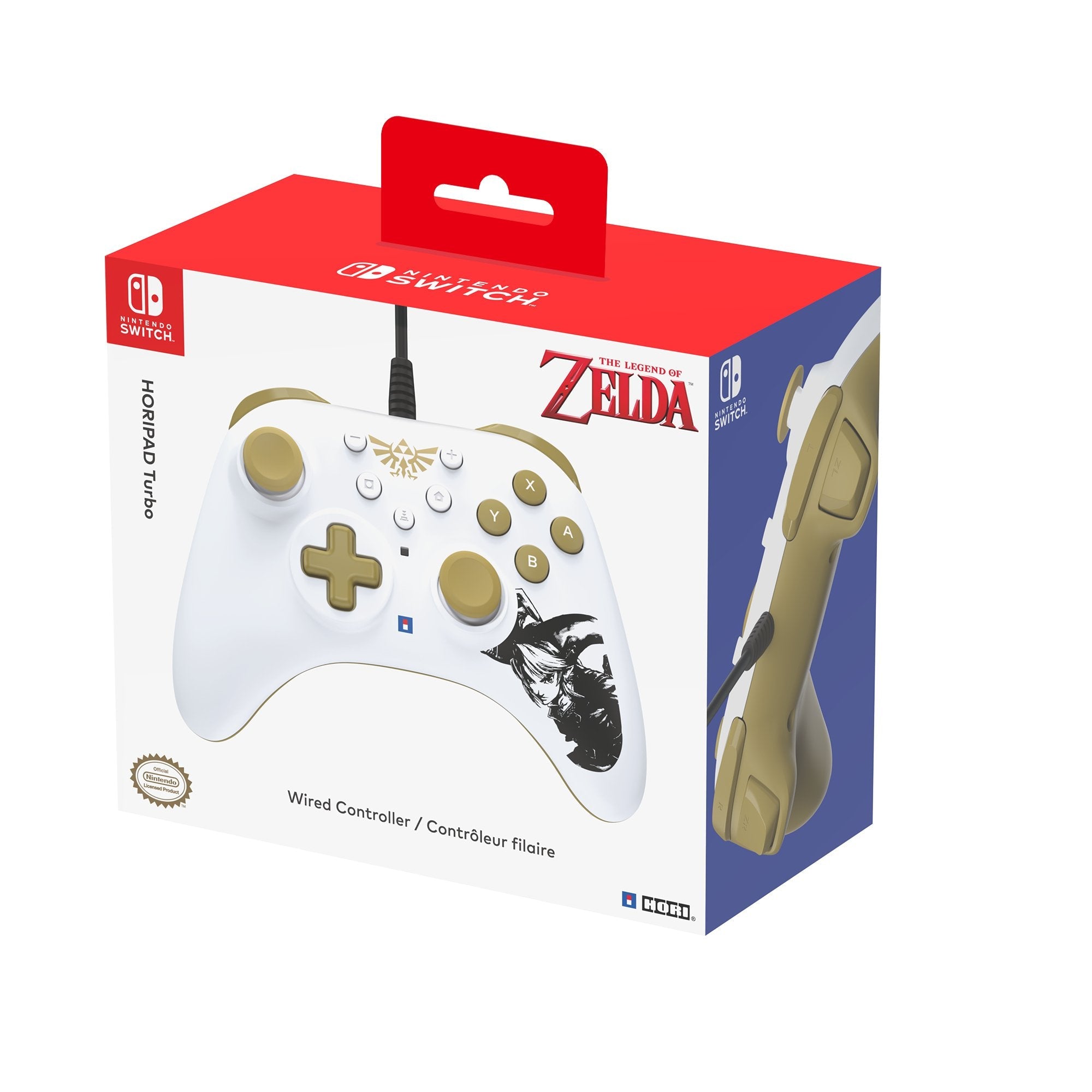Hori Horipad Turbo (Zelda), Gamepad Blanco/Dorado, Nintendo Switch