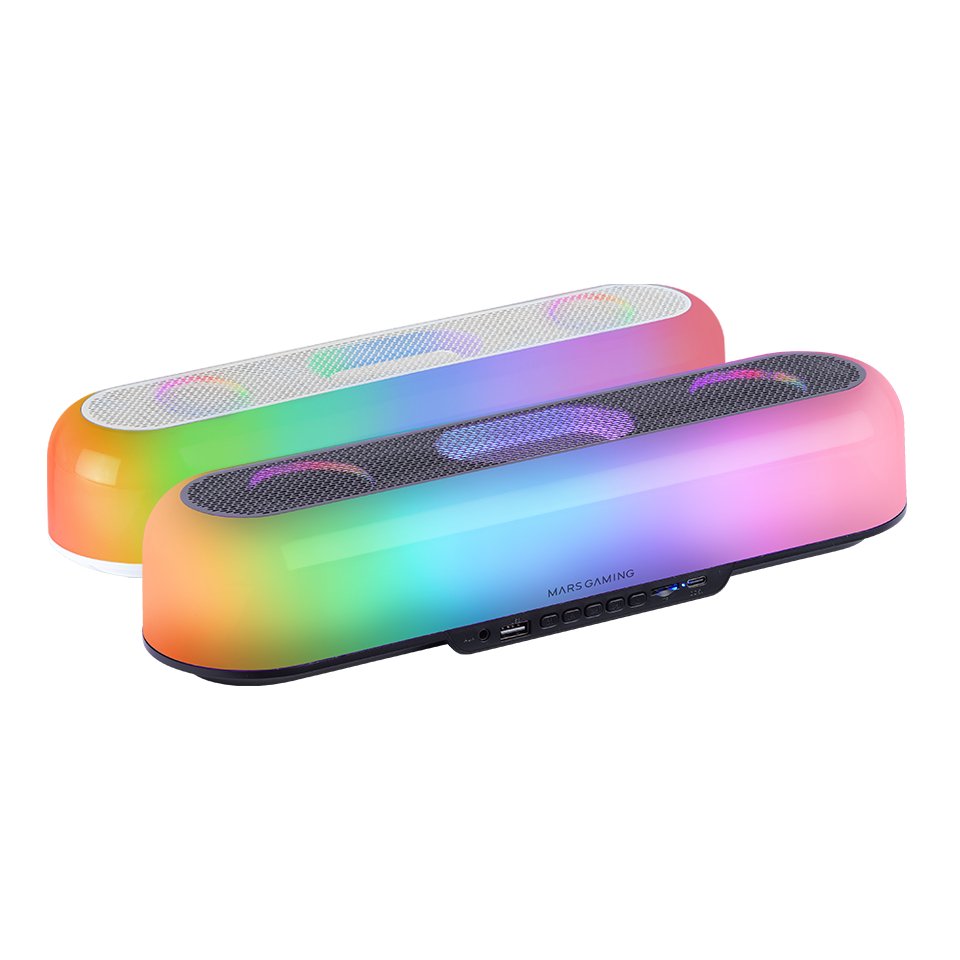 Barra Sonido Bluetooth Rgb Msb-Orb Rgb 360º Negro Mars Gaming 20w/ Bluetooth 5.2, Aux-In, Fm Y Transflash/ Iluminación Rgb 360º/ Batería De 2400mah