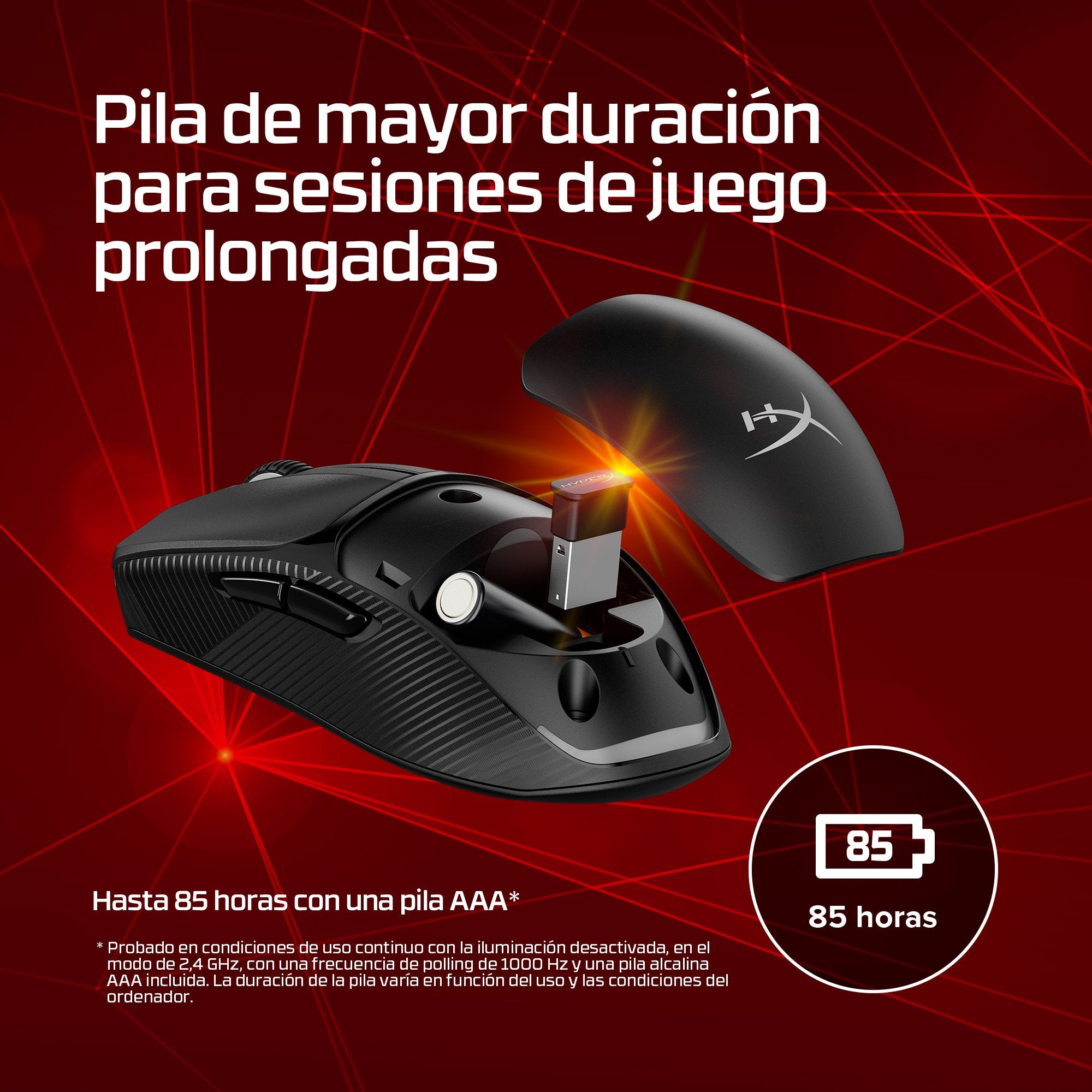 EAN 0198122802449 - HyperX Pulsefire Fuse Wireless Gaming Mouse ratón Juego Ambidextro RF Wireless + Bluetooth Óptico 12000 D imagen 8