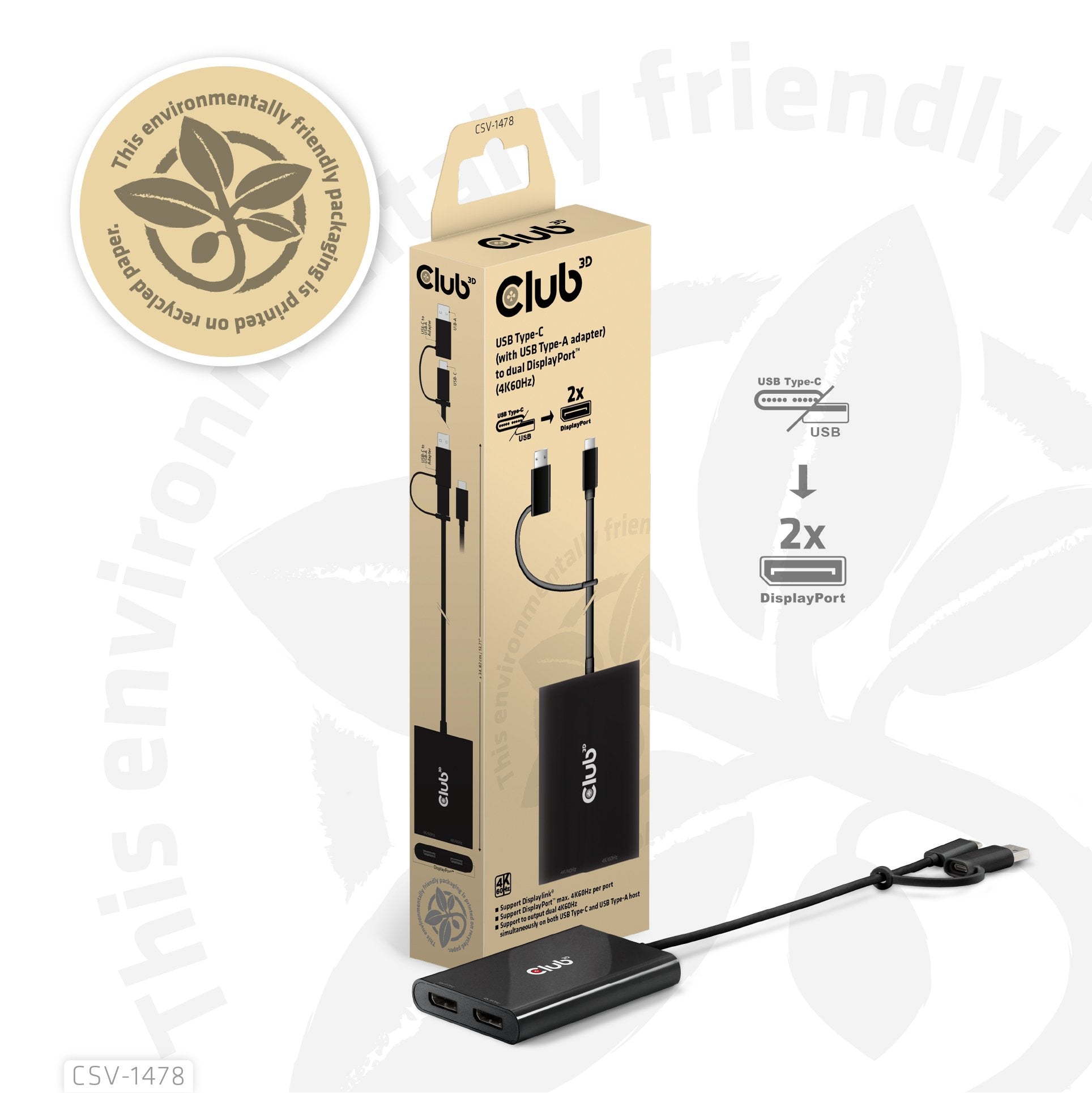 EAN 8719214472993 - CLUB3D CSV-1478 divisor de video USB Tipo C 2x DisplayPort imagen 15