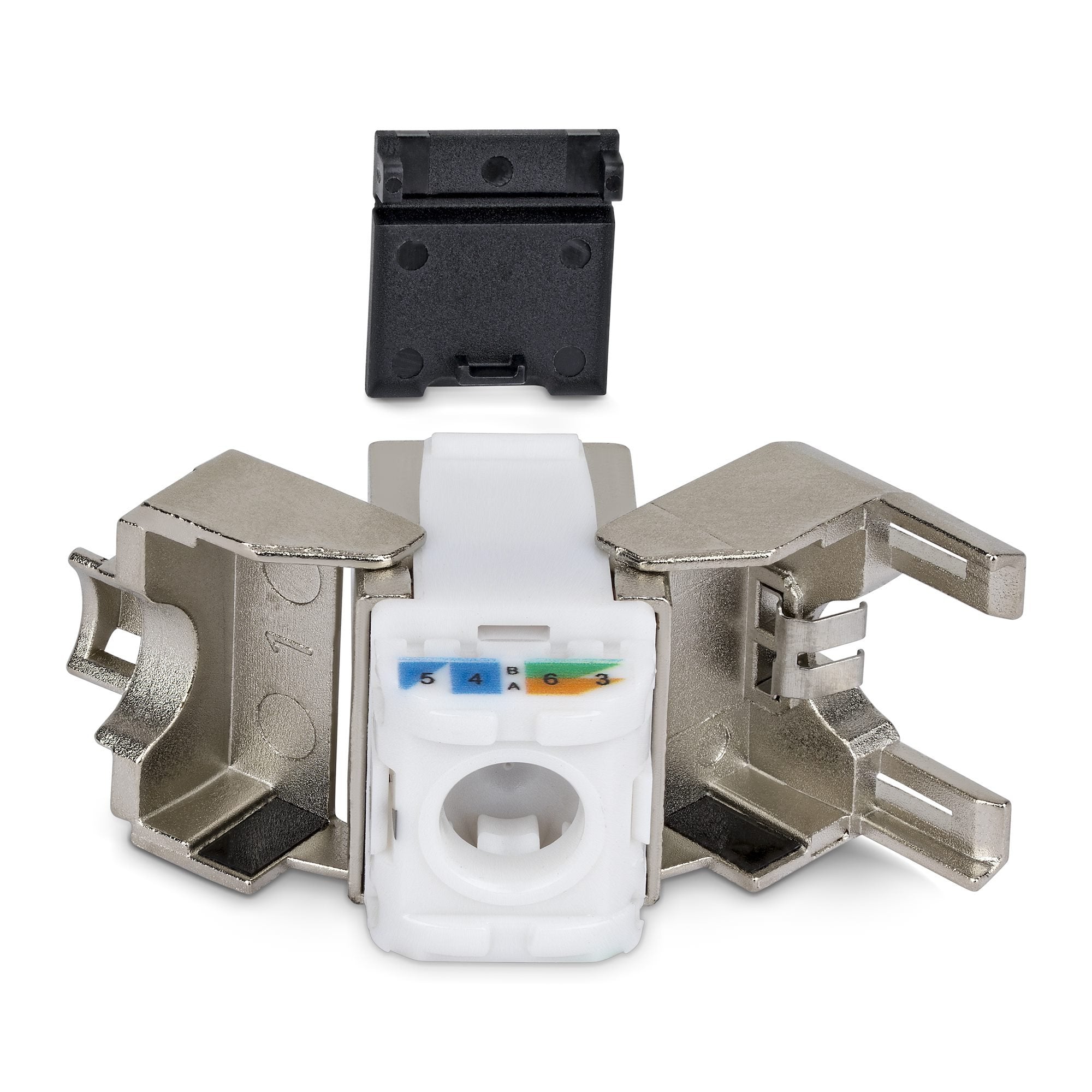 Startech.Com Geschirmtes Cat6a Keystone Jack Módulo, Pack De 10 Rj45 Ethernet Conector Hembra, Stp Cat6a Wandbuchse, 180 Grad, Sin Herramientas, Plano, Plateado, Rj-45, Conector Hembra, Conector Hembra, 10gbase-T