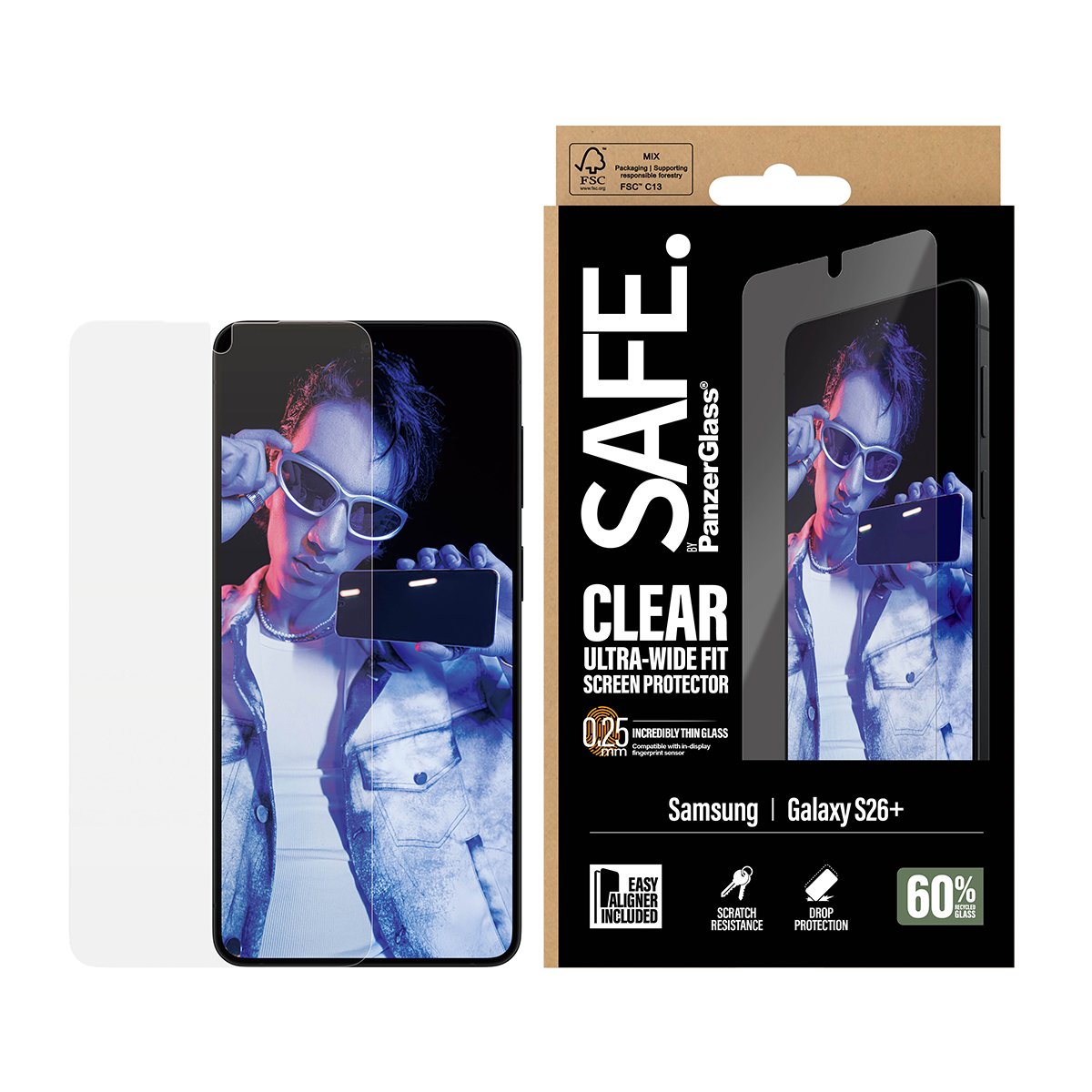 EAN 5715685033957 - PanzerGlass SAFE. by ® Screen Protector Samsung Galaxy S26+ | Ultra-Wide Fit w. EasyAligner Protector de imagen 2