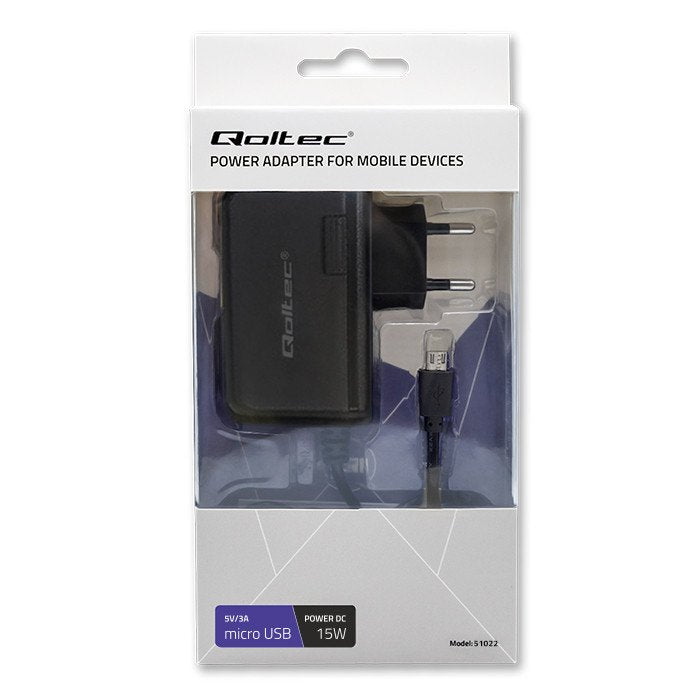 EAN 5901878510224 - Qoltec 51022 cargador de dispositivo móvil Teléfono móvil, Smartphone, Tableta Negro Corriente alterna, C imagen 8
