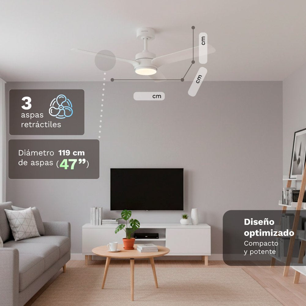 Ventilador De Techo Grunkel Skyeasy47 30w 3 Aspas 119cm 6 Velocidades