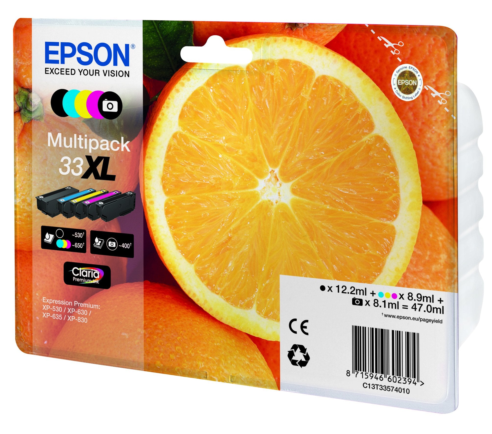 EAN 8715946645506 - Epson Oranges C13T33574021 cartucho de tinta 1 pieza(s) Original High (L) Yield Negro, Foto negro, Cian, imagen 1