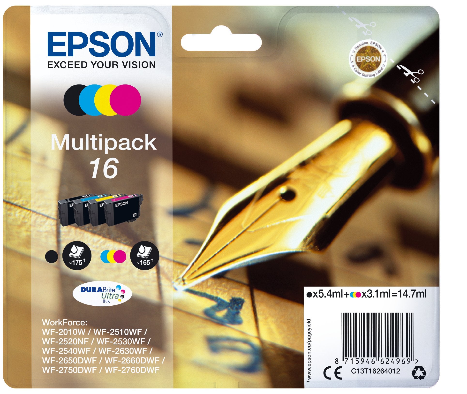 EAN 8715946624976 - Epson Pen and crossword C13T16264022 cartucho de tinta 1 pieza(s) Original Negro, Cian, Magenta, Amarillo imagen 1