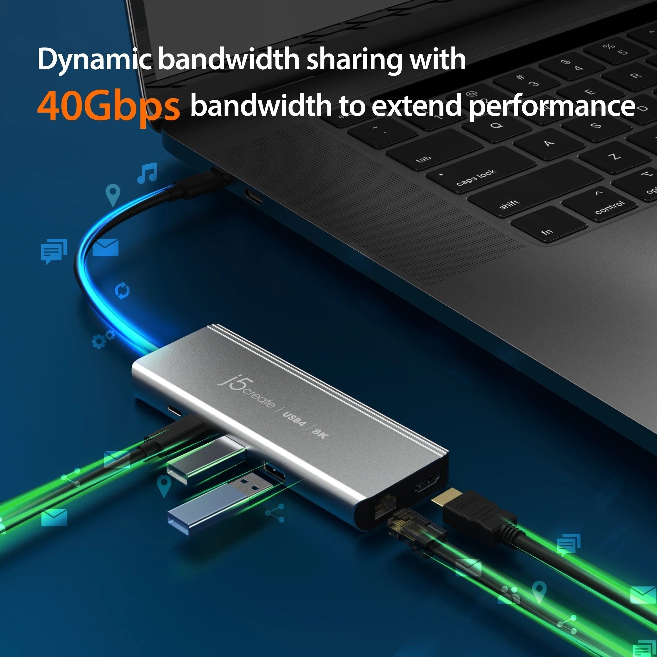 Estación De Conexión Hub Multipuerto J5create Usb4 8k 1x8k Hdmi/2xusb3.2/2xusb-C/Rj45 2.5g Plata Jcd403-N