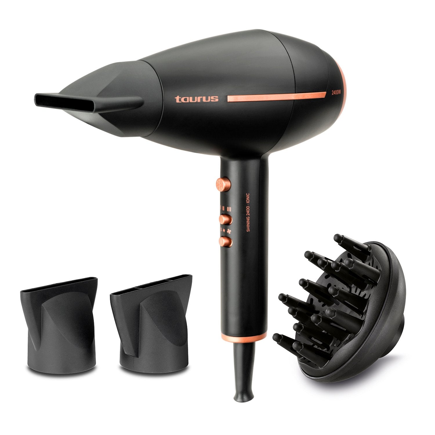Secador De Pelo Taurus Shining 2400 Ionic 2400w Tecnología Iónica 2 Velocidades 3 Temperaturas 2 Concentradores Difusor