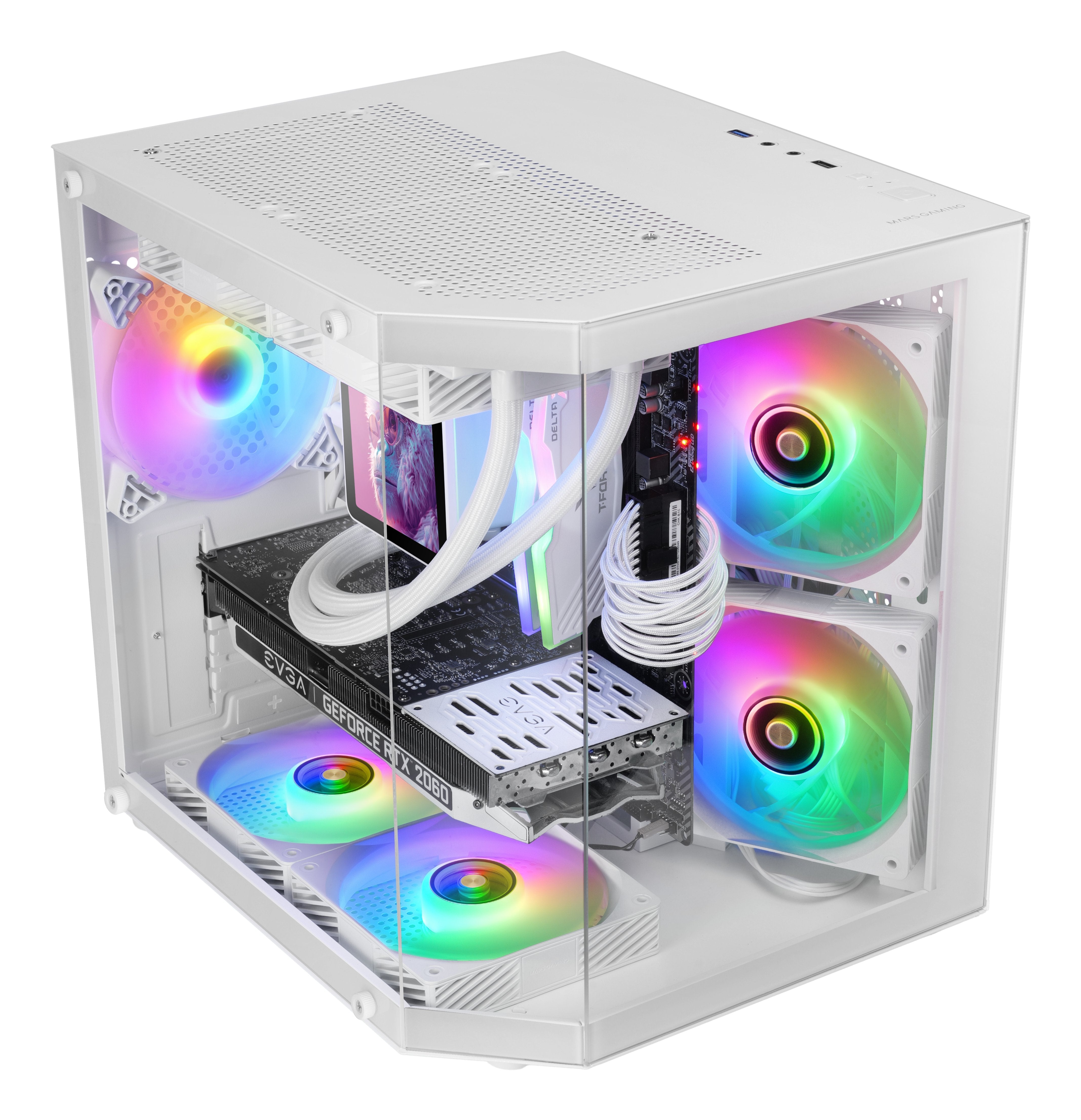 Caja Minitorre Atx Mc-3tlite Blanco Mars Gaming 337×276×342 Mm / 3.5 Kg / Cristal Templado / Rgb Fijo / Microatx - Mini-Itx / Usb3.0 + Usb2.0 / 275 Mm Vga / Hasta 7 Ventiladores