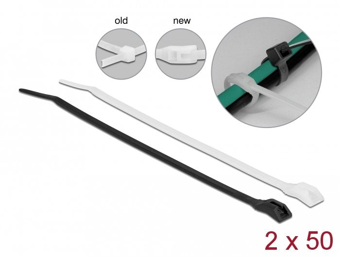 Delock Cablebinder Mit Flachem Kopf L 280 X B 4,6 Mm 100 Stück