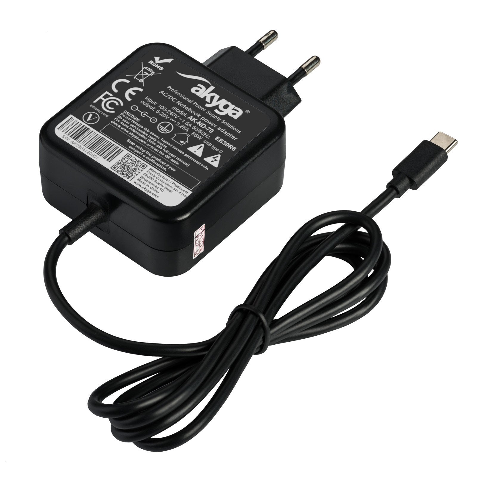 EAN 5901720135827 - Akyga AK-ND-70 adaptador e inversor de corriente Interior 65 W Negro imagen 2