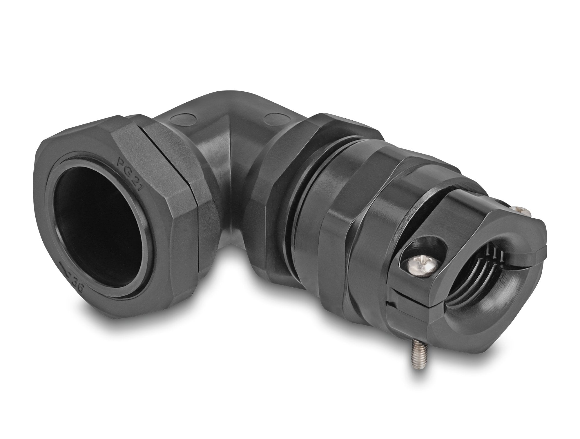 Delock 60599 Prensaestopas Con Alivio De Tensión Y Protección Contra La Flexión Ángulo De 90 ° Pg21 Negro