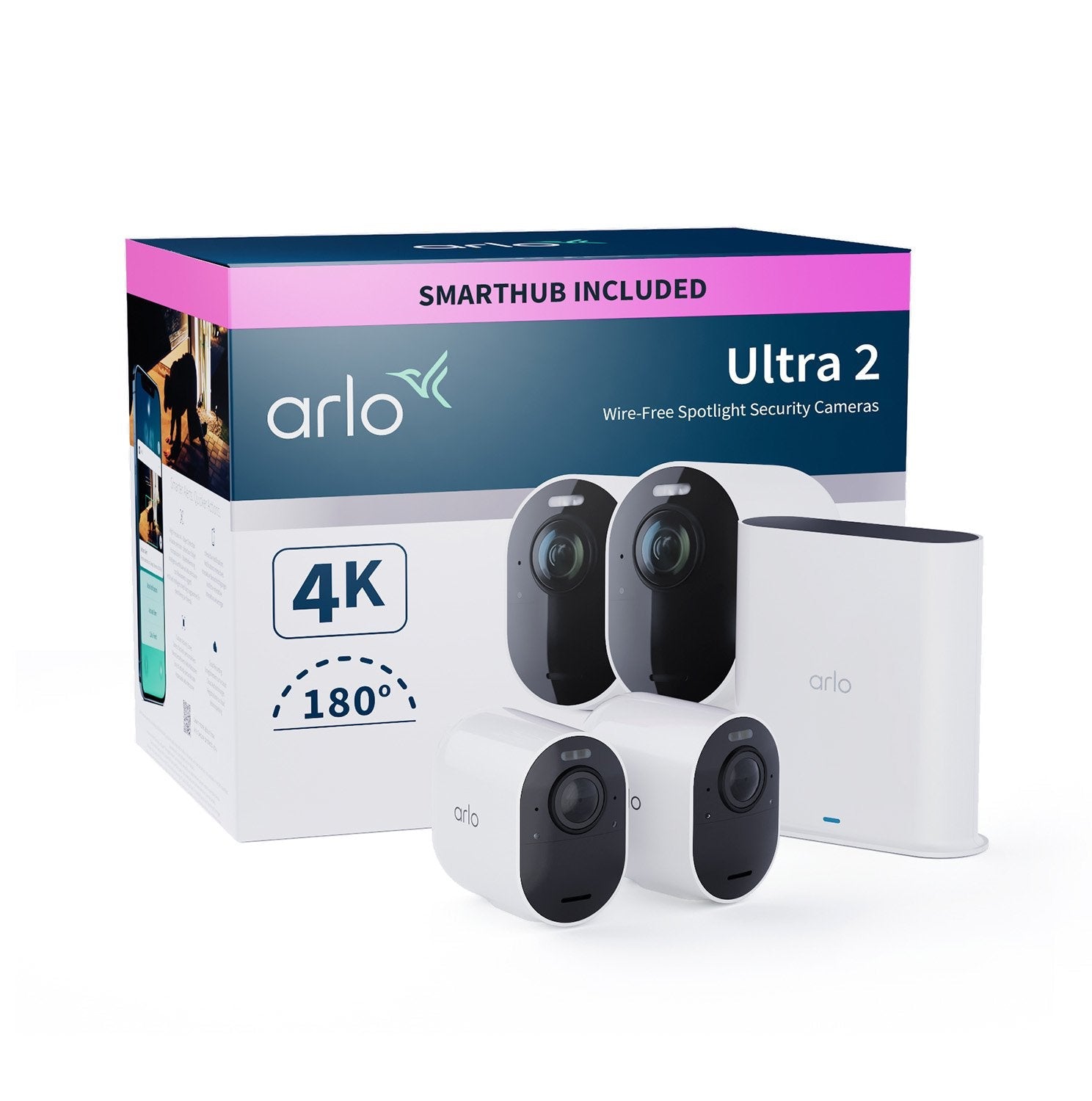 Arlo Ultra 2 Spotlight, Cámara Blanco/Negro, Juego De 2 Vms5240-200eus