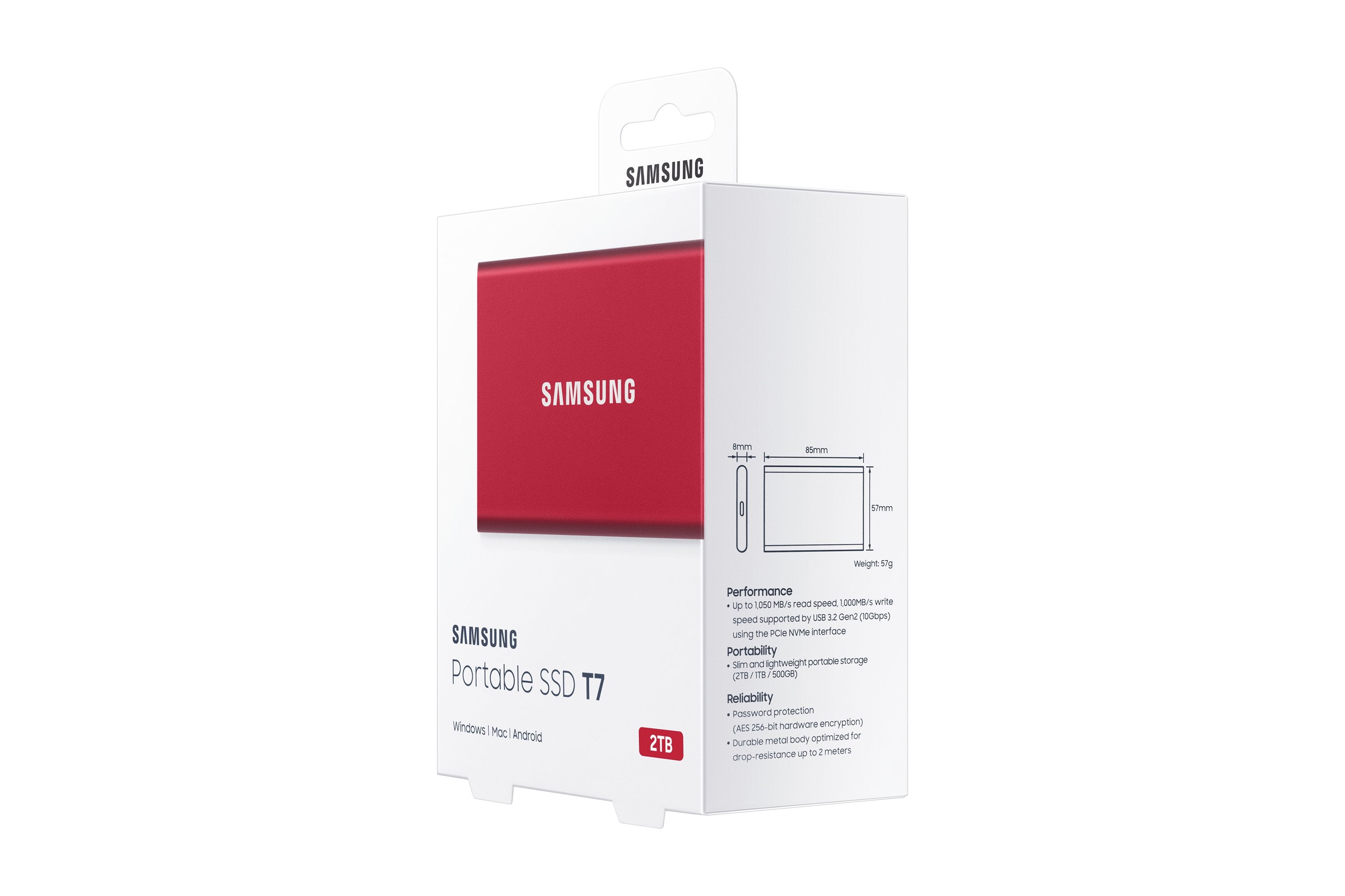 EAN 8806090312441 - Samsung Portable SSD T7 2 TB USB Tipo C 3.2 Gen 2 (3.1 Gen 2) Rojo imagen 11