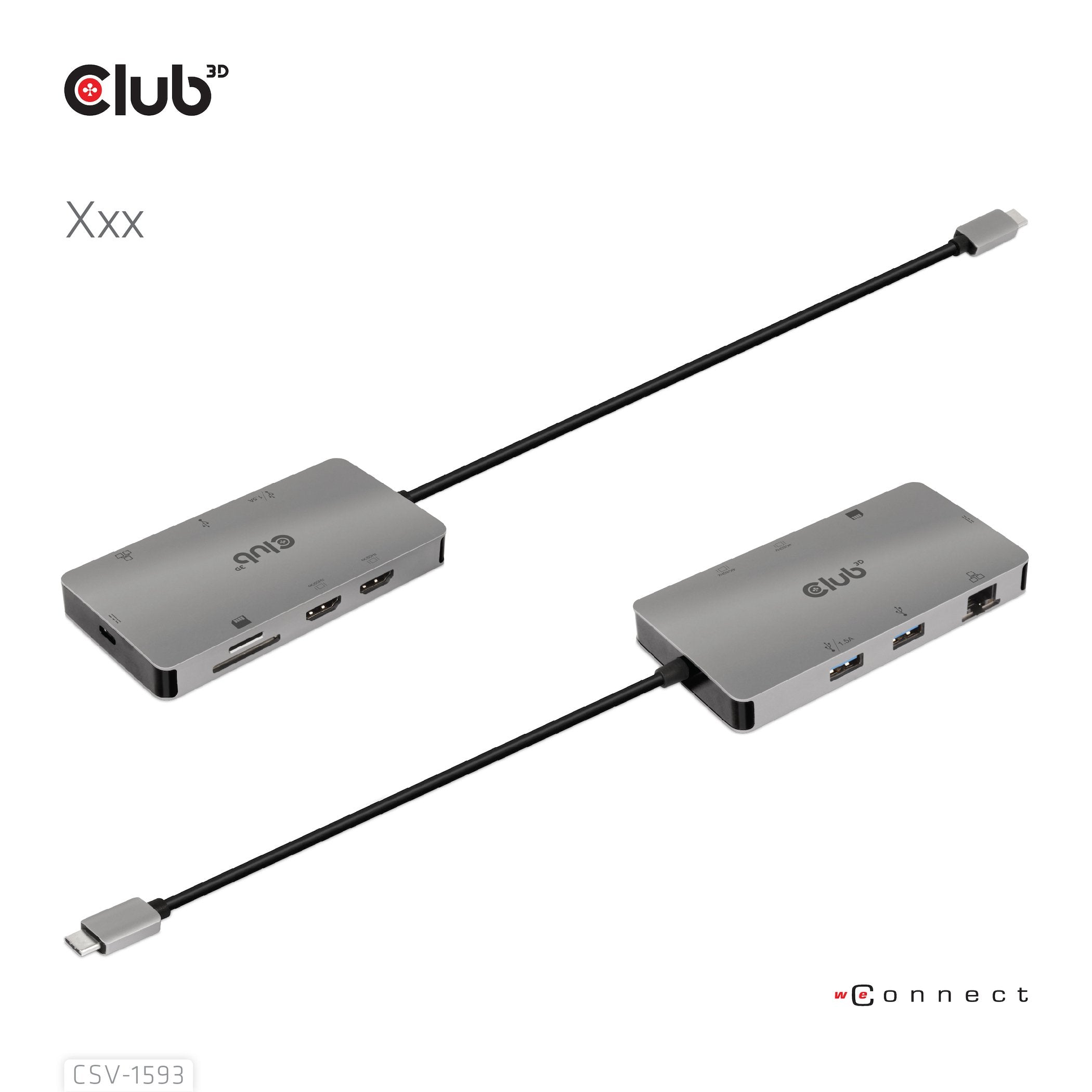 Club-3d Multistream Hub Usb 3.2 Gen1 Usb-C-> 2xhdmi, 2xusba, 1xsd, 1xmsd, 1xrj