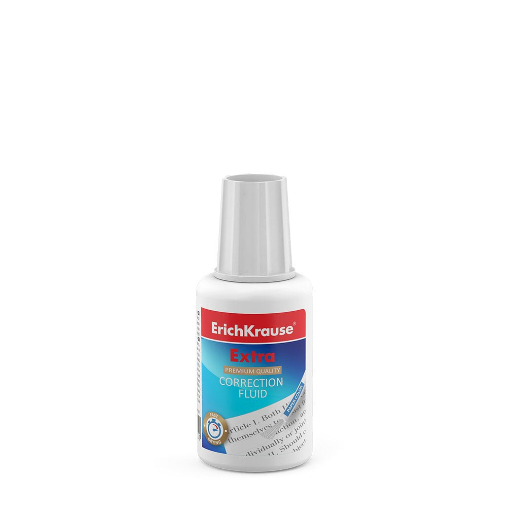 Erichkrause Corrector Liquido Extra Con Pincel Aplicador - Secado Rapido - Resultado Excelente Con Todo Tipo De Tinta - Consumo Minimo - Color Del Papel - Resistente Al Frio - A Base De Solvente - Eficiente Y Economico - Agitar Antes De Usa