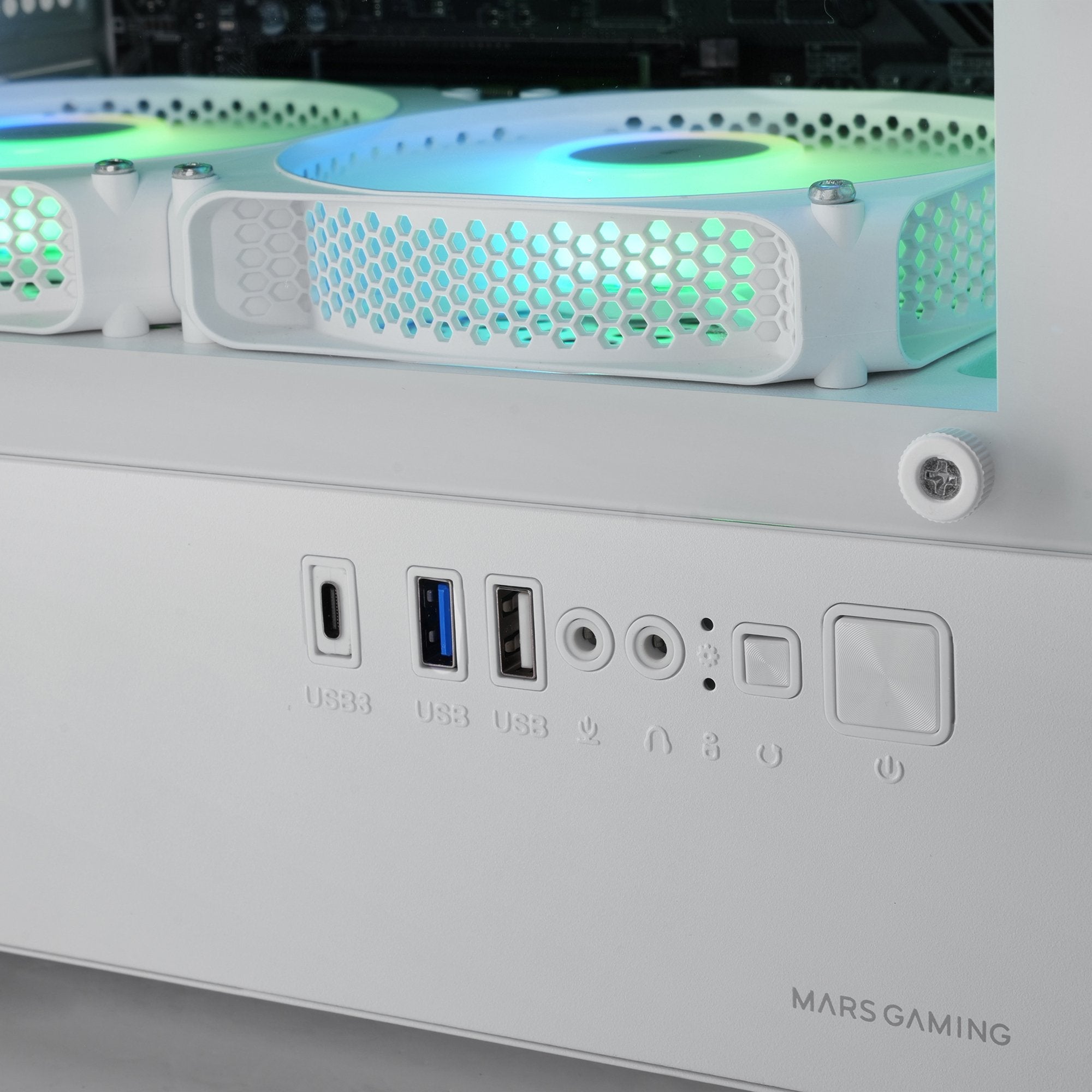 Caja Pc Micro Atx Mars Gaming Mc-Vectorw Gpu Max 282mm Cristal Templado Mesh Argb Usb-C Blanco