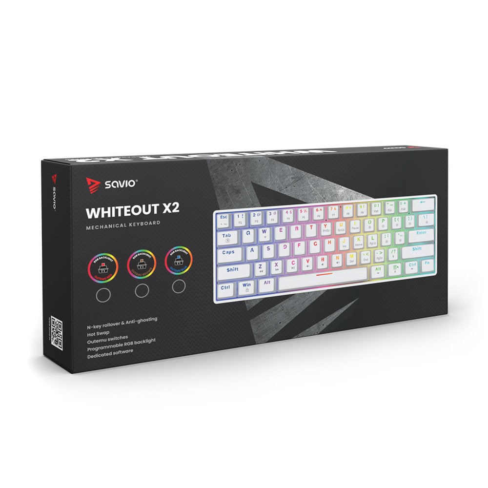 EAN 5901986048749 - Savio WHITEOUT X2 BLUE teclado Universal USB QWERTY Blanco imagen 7
