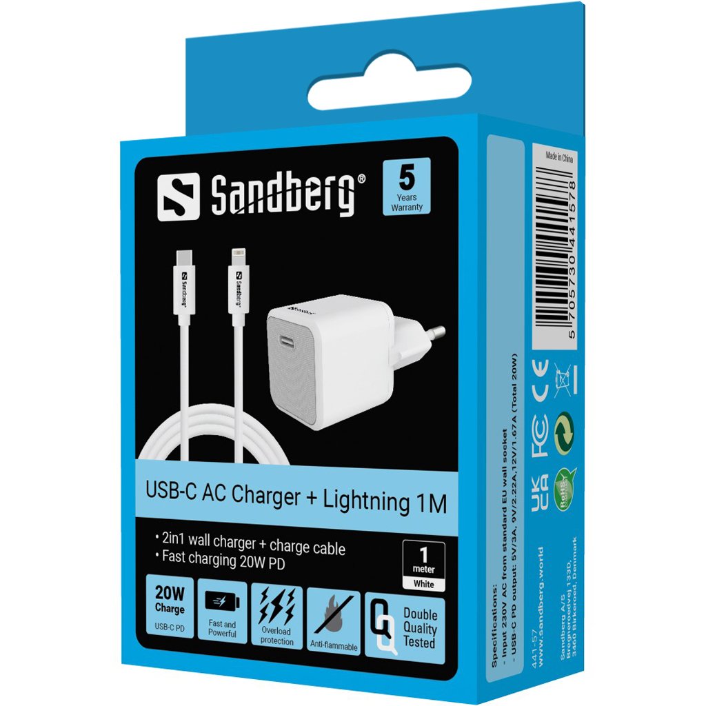 EAN 5705730441578 - Sandberg 441-57 cargador de dispositivo móvil Universal Blanco Corriente alterna Carga rápida Interior imagen 4