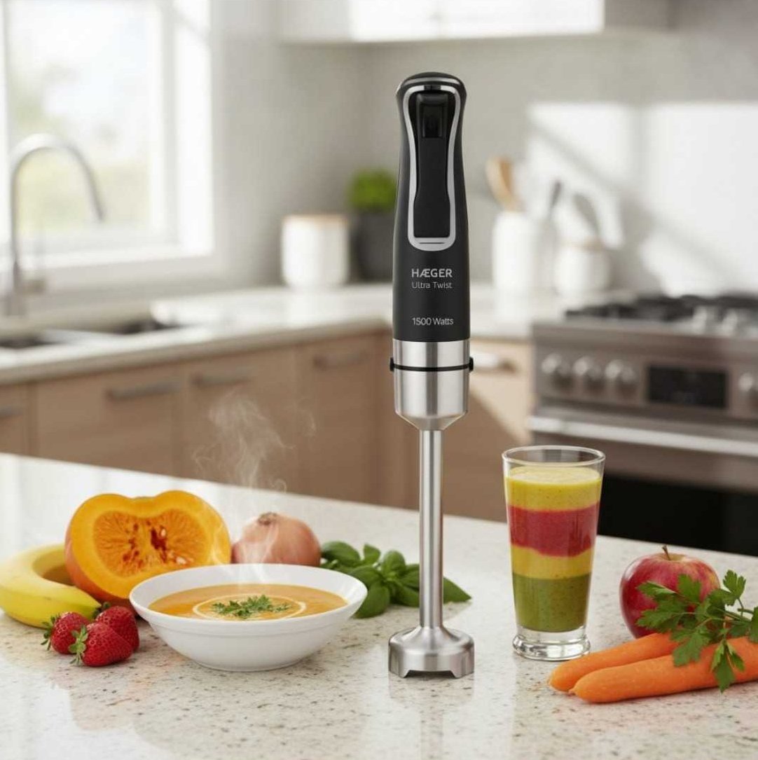 Batidora De Mano Haeger Ultra Twist 1500w Cuchilla Triple Titanio Acero Inoxidable Negro