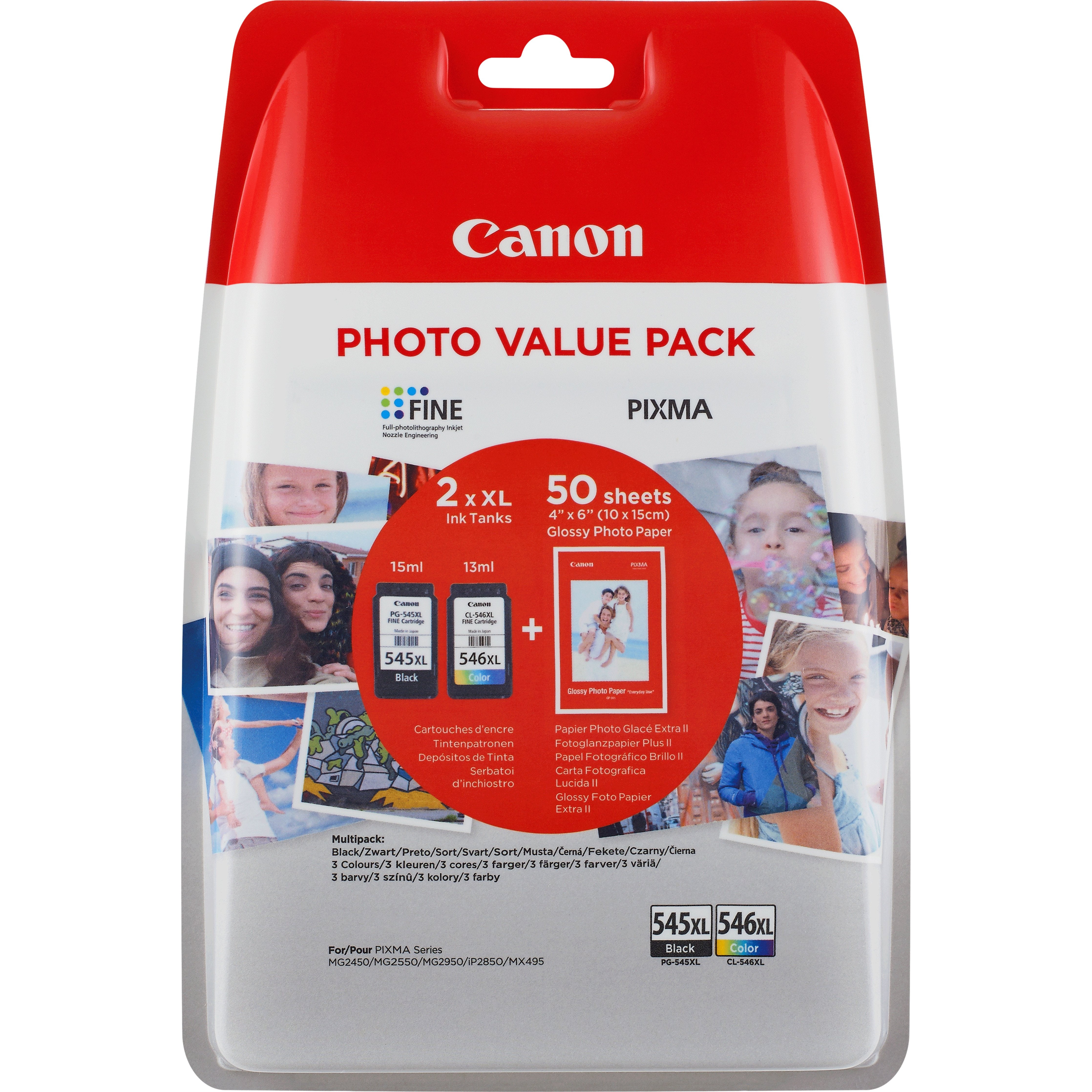 Pack Cartucho Original Canon Pg545xl/Cl546xl Bk+C+M+Y - 8286b006 Ml-15pag-400
