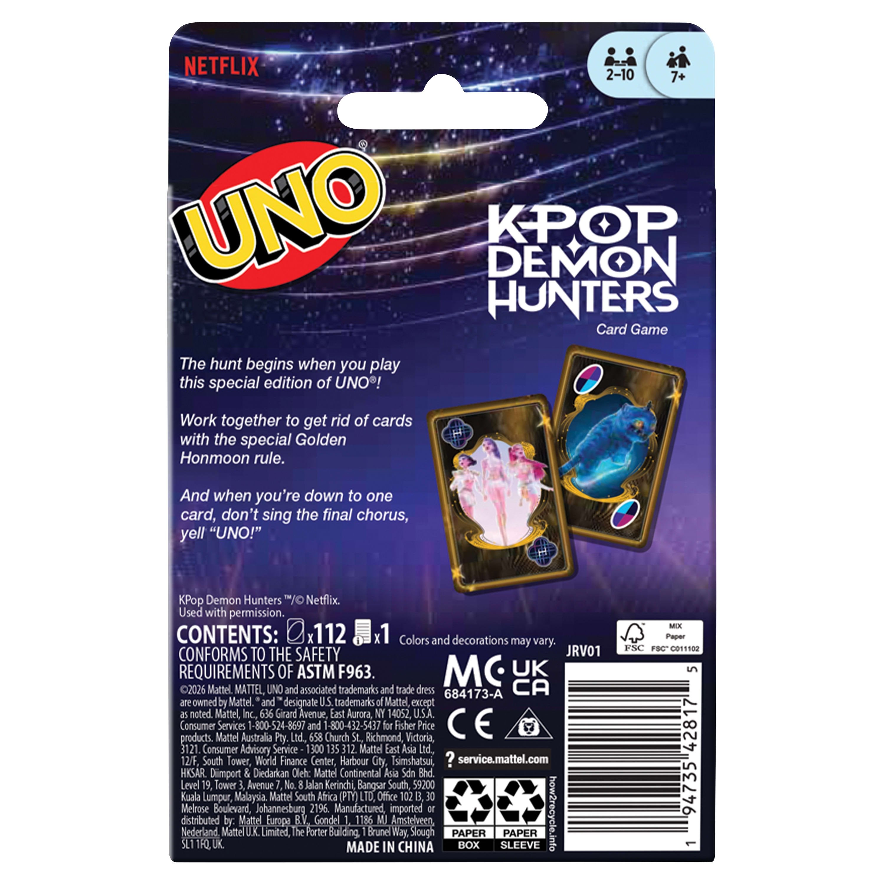 Juego Cartas Uno K-Pop Demon Hunters