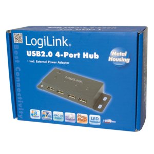Logilink Ua0141a Hub 4x Metal Negro Con Alimentación 480 Mbit/S Negro