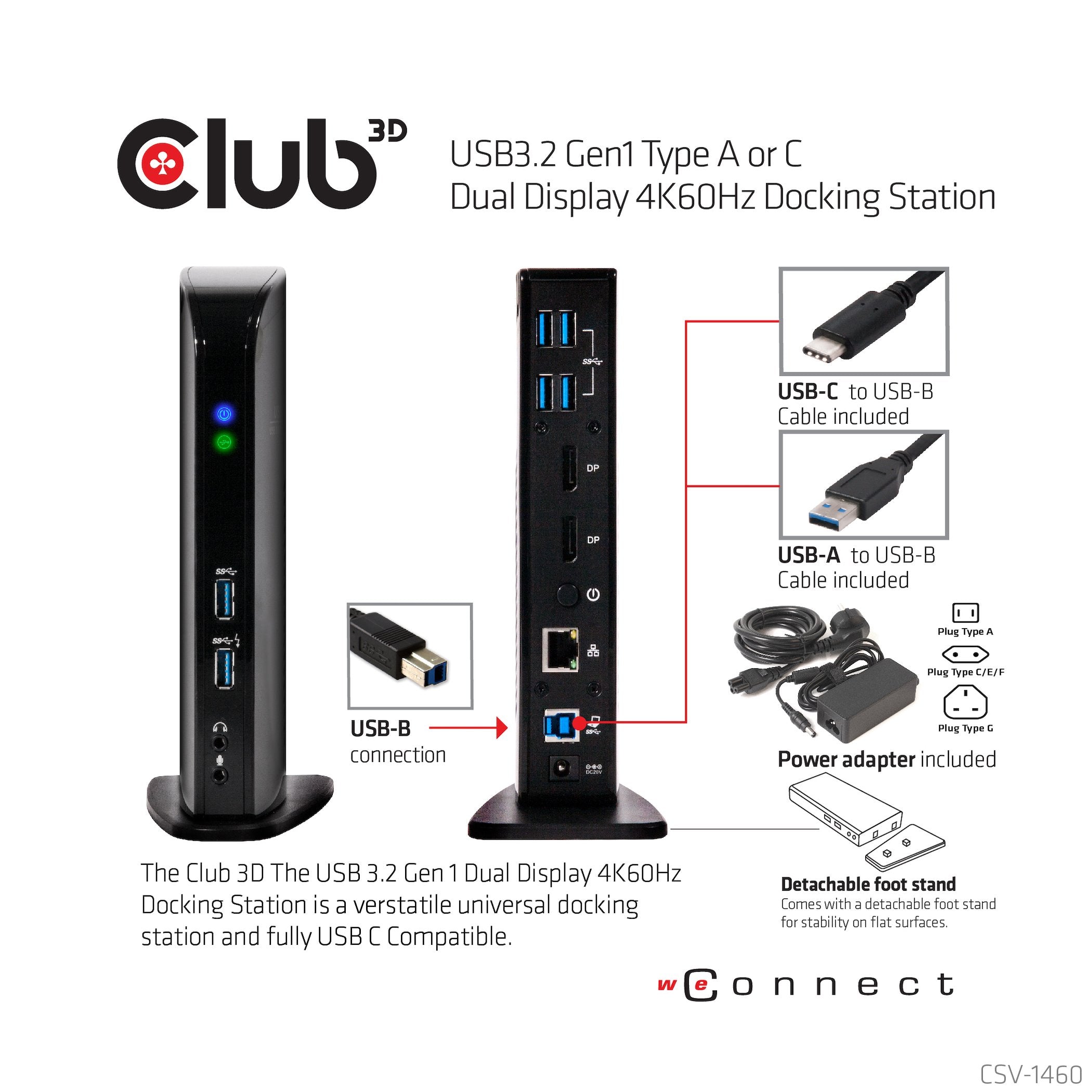 EAN 8719214470777 - CLUB3D CSV-1460 base para portátil y replicador de puertos Acoplamiento USB 3.2 Gen 1 (3.1 Gen 1) Type-B imagen 11