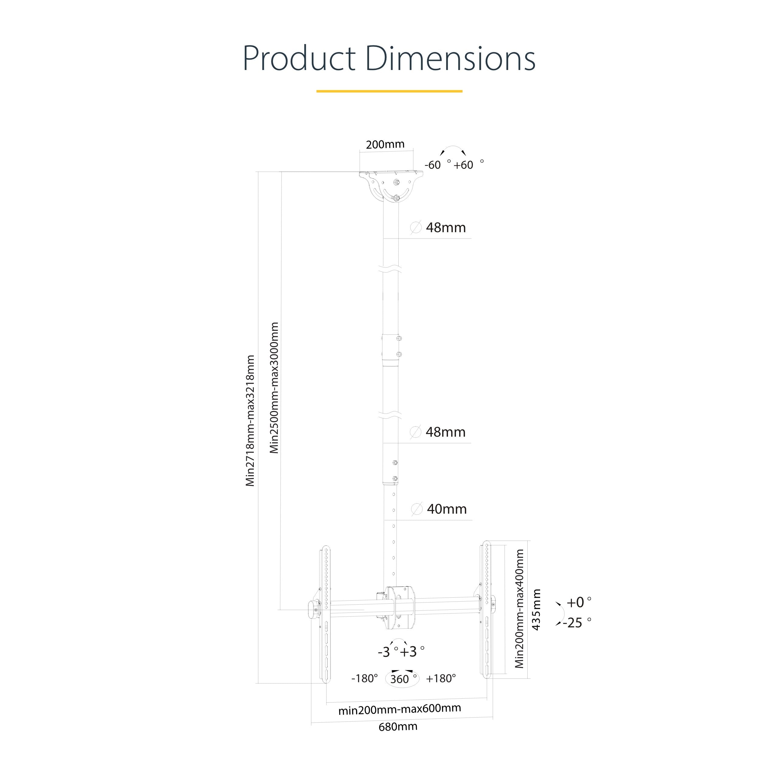 EAN 0065030870412 - StarTech.com FPCEILPTBLP soporte para pantalla de señalización 190,5 cm (75") Negro imagen 15
