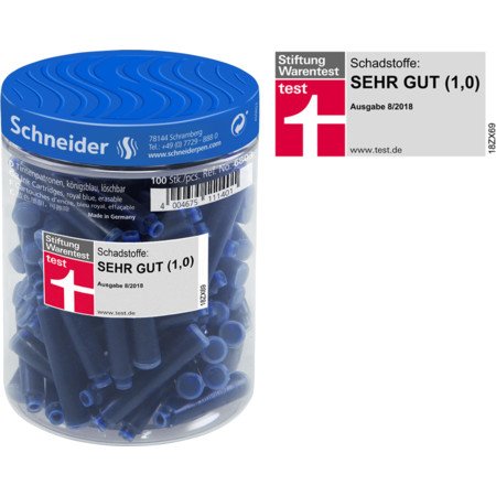 Schneider Cartuchos De Tinta Para Pluma Azul