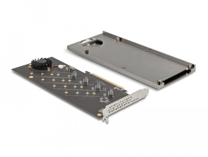 Pci Express 4.0 X16 Karte Zu 4 X Intern Nvme M.2 Key M Mit Kühlkörper Und Lüfter - Bifurcation