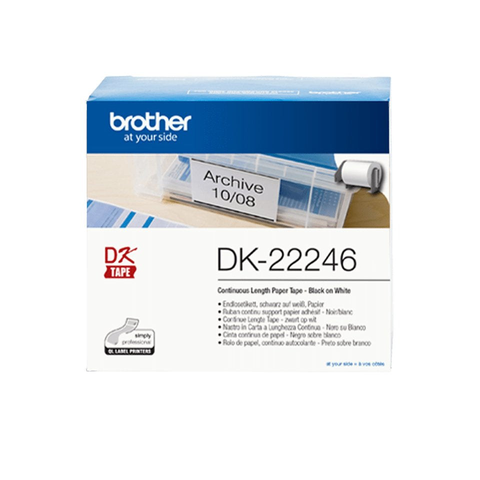 Cinta Continua Adhesiva De Papel Térmico Brother Dk22246 Blanca 103mm Ancho 30.40m Longitud