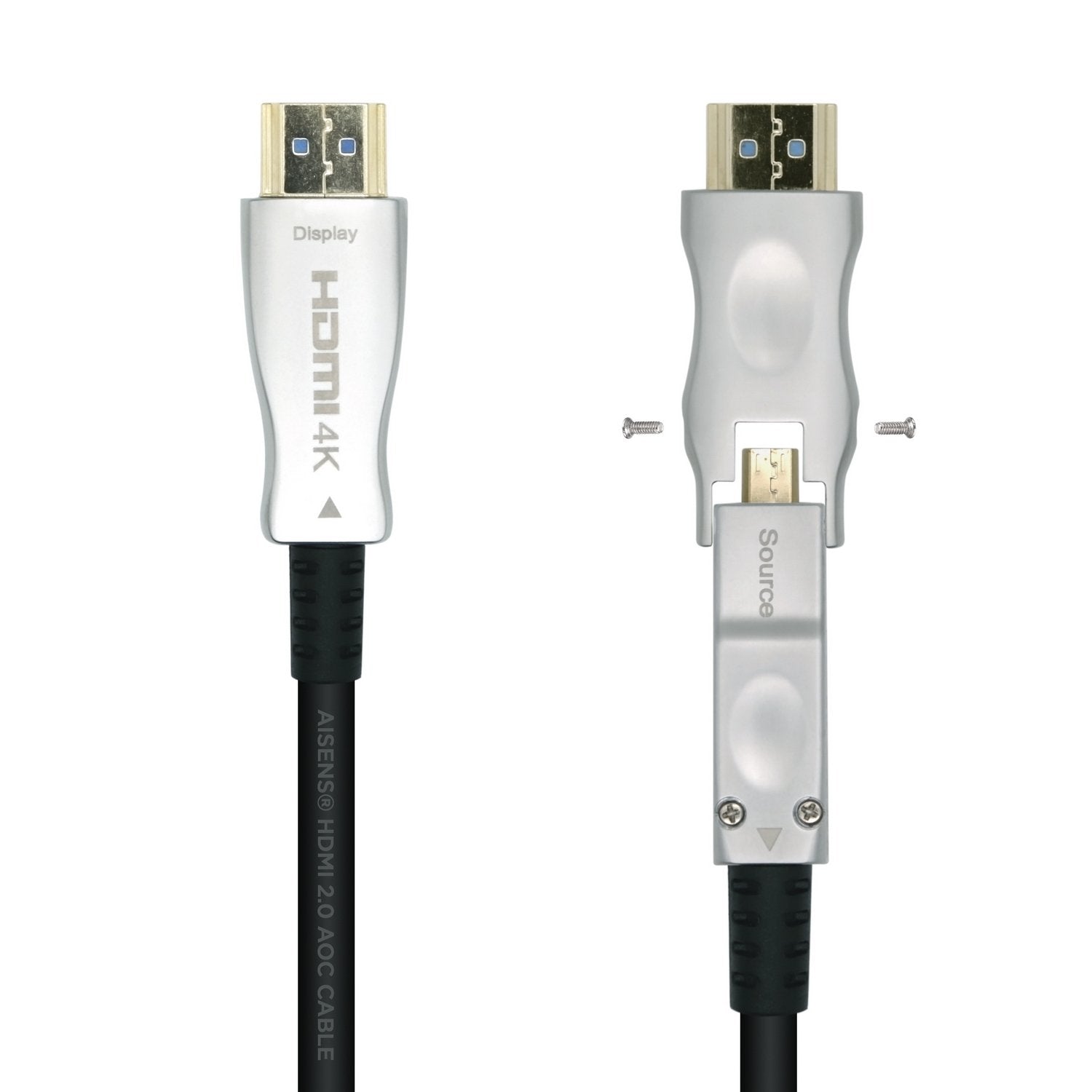 Aisens Cable Hdmi V2.0 Aoc Desmontable Premium Alta Velocidad / Hec 4k@60hz 4:4:4 18gbps, A/M-D/A/M, Negro, 20m