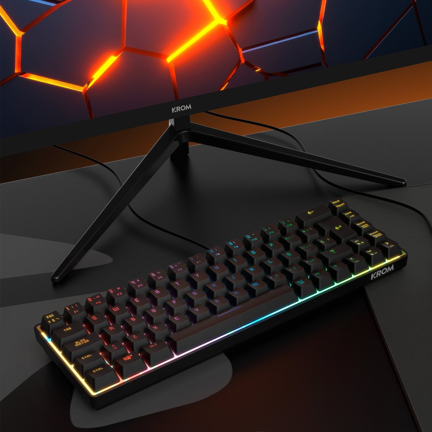 Teclado Español Mini Krom Kalista Rgb Membrana