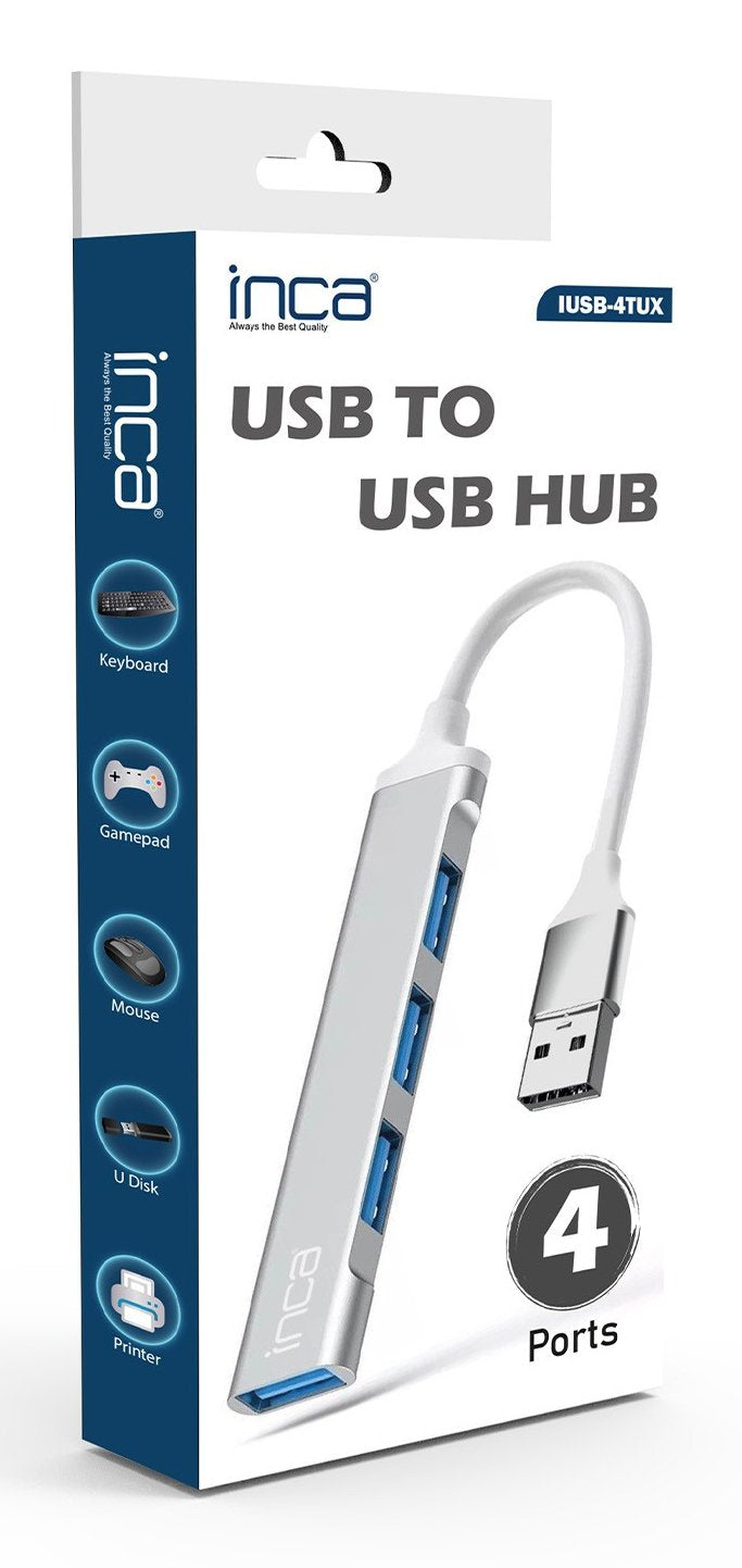 EAN 8681949014949 - Inca IUSB-4TUX hub de interfaz USB 2.0 Type-A 5000 Mbit/s Plata, Blanco imagen 2