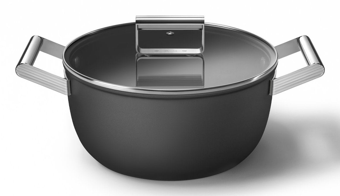 Smeg Csf2412blm Kochtopf, 20 Cm, Keramik, Edelstahlgriff, Mattschwarz