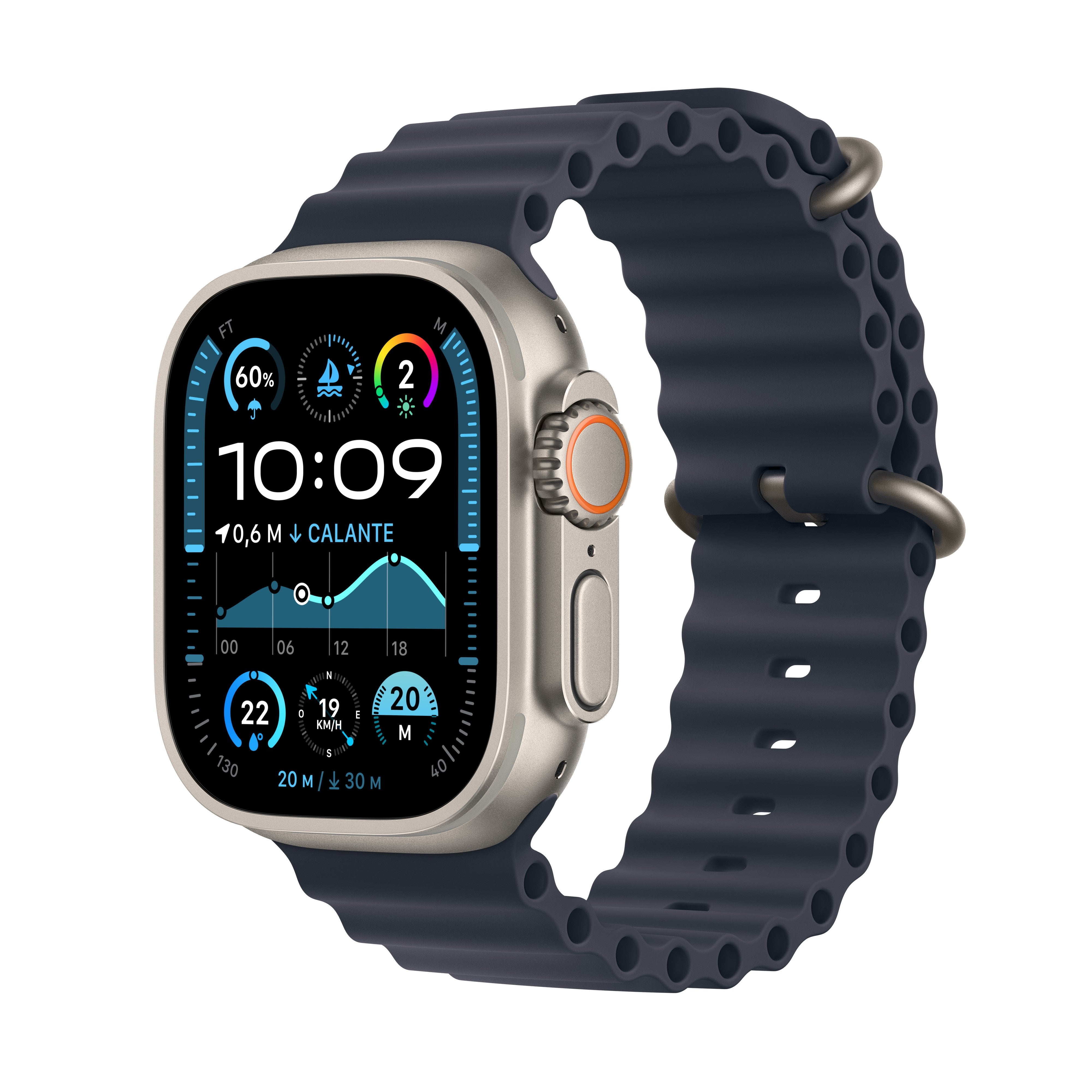 Apple Apple Watch Ultra 2 Gps + Cellular 49mm Natural Titanium Case With Navy Ocean Band