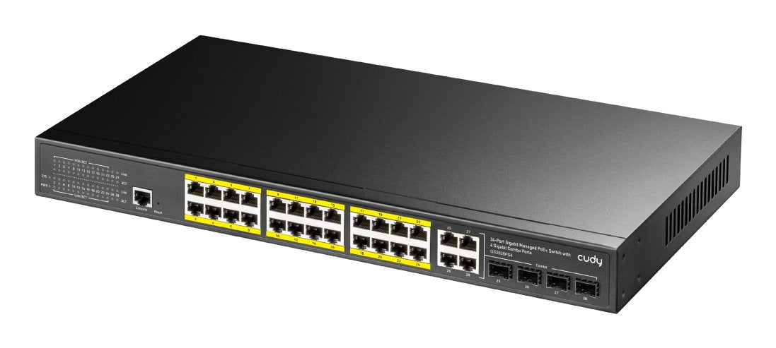 Cudy Gs2028ps4 Conmutador Gigabit Gestionado De Alto Rendimiento De 24 Puertos Con Poe 1u Para Montaje En Rack