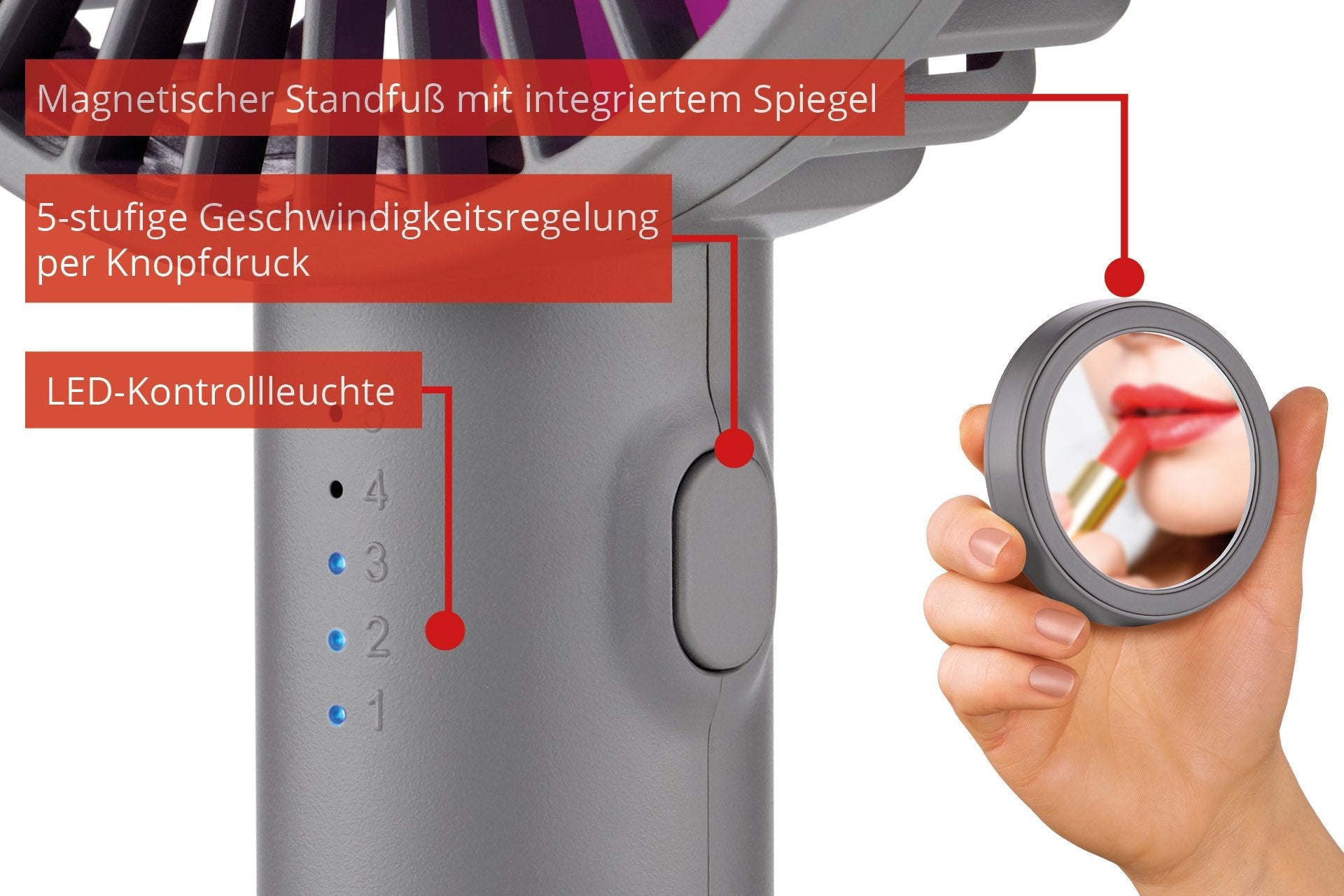 86629 Handventilator Breezy Ii Purple 4w 5 Geschwindigkeitsstufen Ø10cm