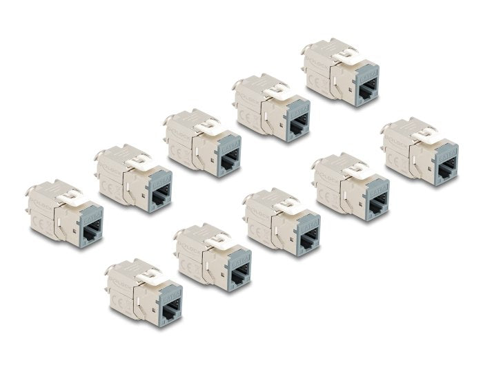 Delock Keystone Modulo Rj45 Hembra A Lsa Cat.6a Gris Set 10 Piezas