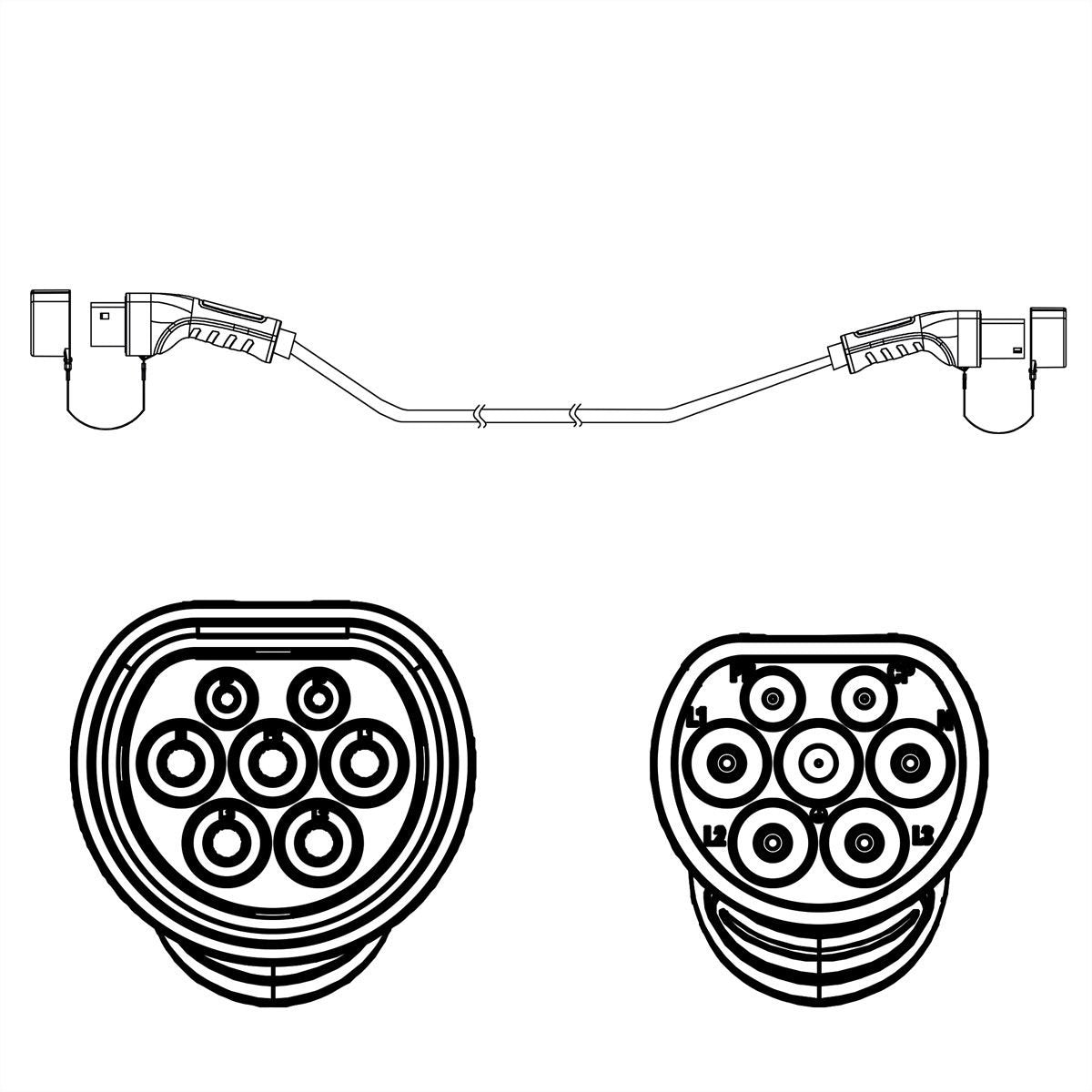 Ev Charging Cable Assembly Type2, 1 - Ph., 250vac
