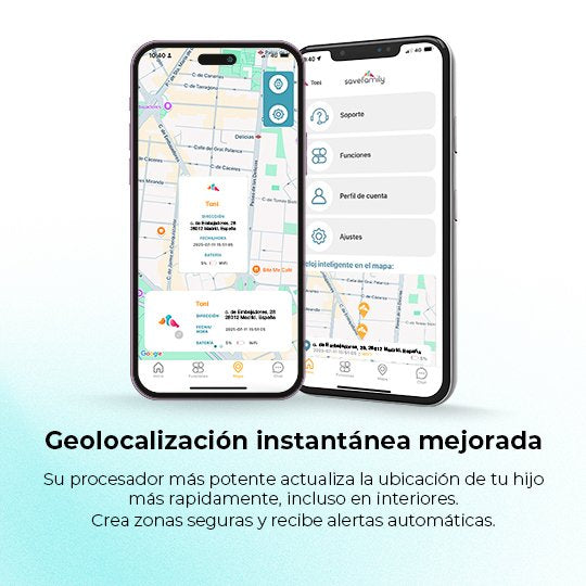 Savefamily Reloj Inteligente Infantil Savewatch Plus 2 - Pantalla Amoled - Carcasa Blanca - Correa Tela Frambuesa