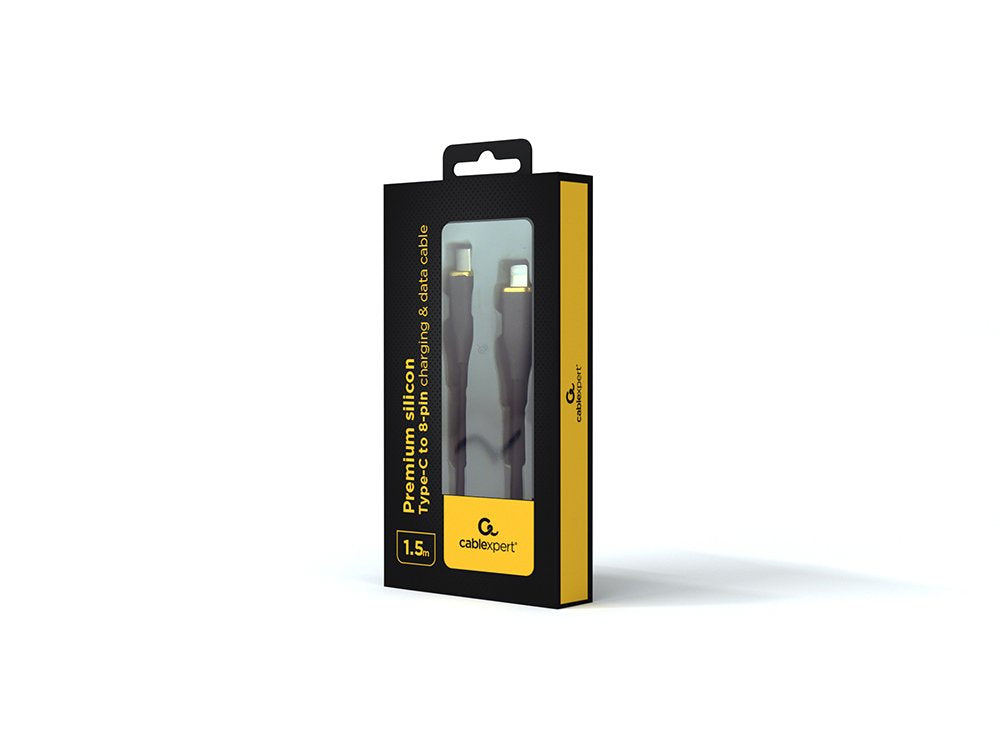 Gembird Premium Silicon Usb Tipo C To 8-Pins Charging Data Cable 1.5m Black