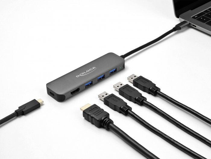Hub Delock 64171 De Interfaz Usb 3.2 Gen 1 (3.1 Gen 1) Type-C 5000 Mbit/S Gris, Estación De Acoplamiento Usb 3.2 Gen 1 (3.1 Gen 1) Type-C, Hdmi, Usb 3.2 Gen 1 (3.1 Gen 1) Type-A, Usb 3.2 Gen 1 (3.1 Gen 1) Type-C, 5000 Mbit/S, 30 Hz, 3840 X